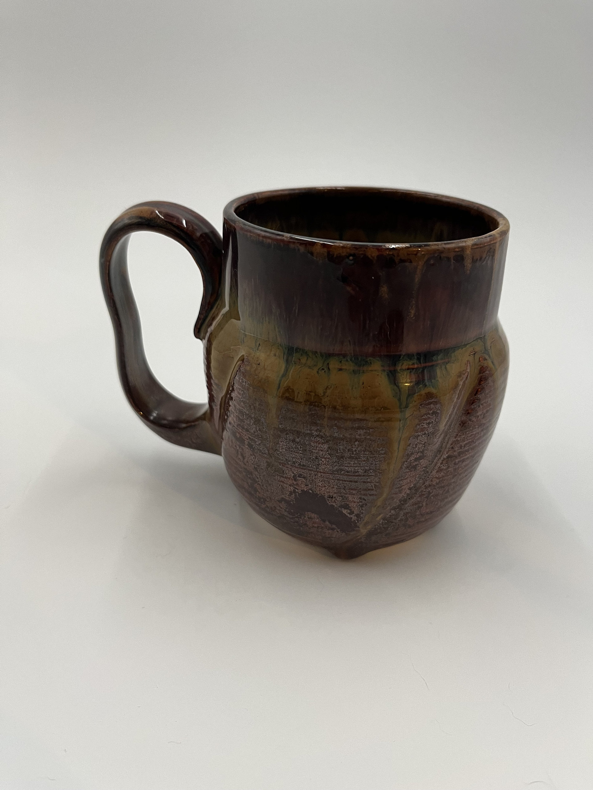 Handmade Earthy Red Carved Ceramic Mug with a lid