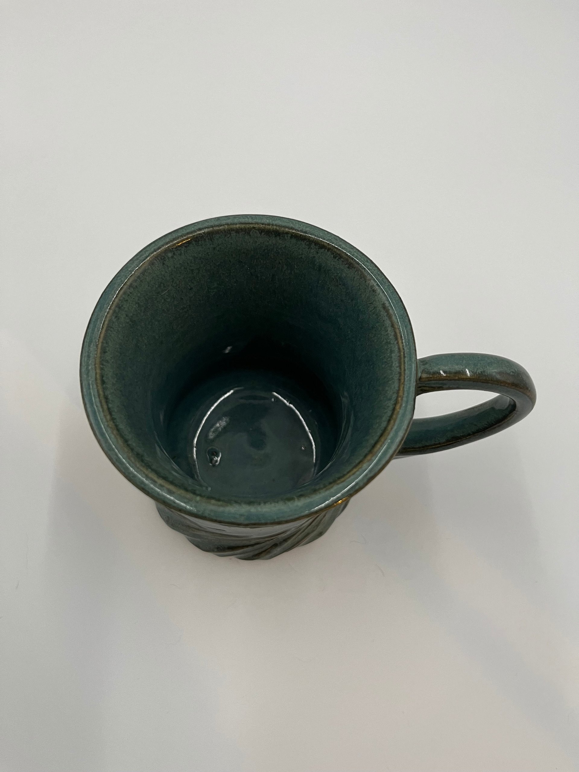 Handmade Carved Blue and Green Mug