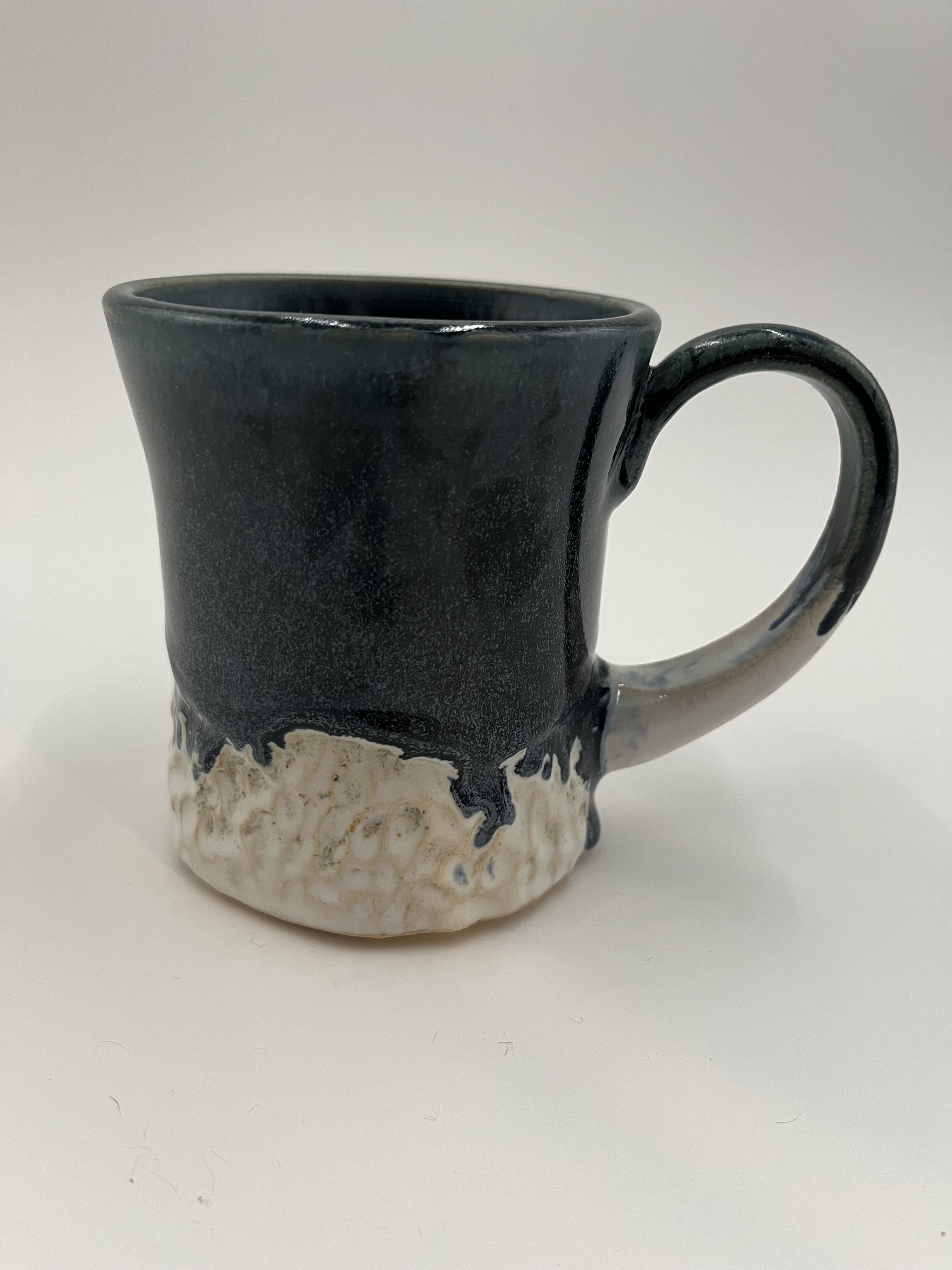 Handmade Carved Blue and White Mug