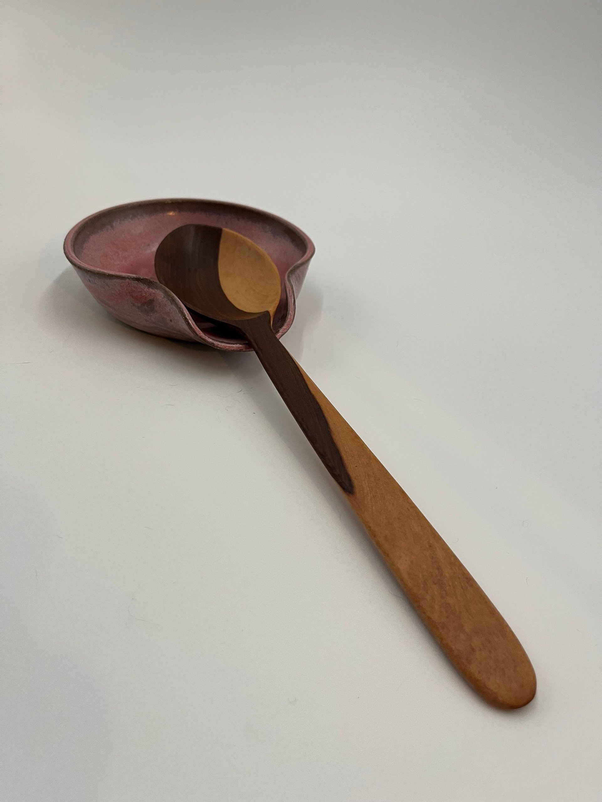 Handmade Pink-Purple Ceramic Spoon Rest