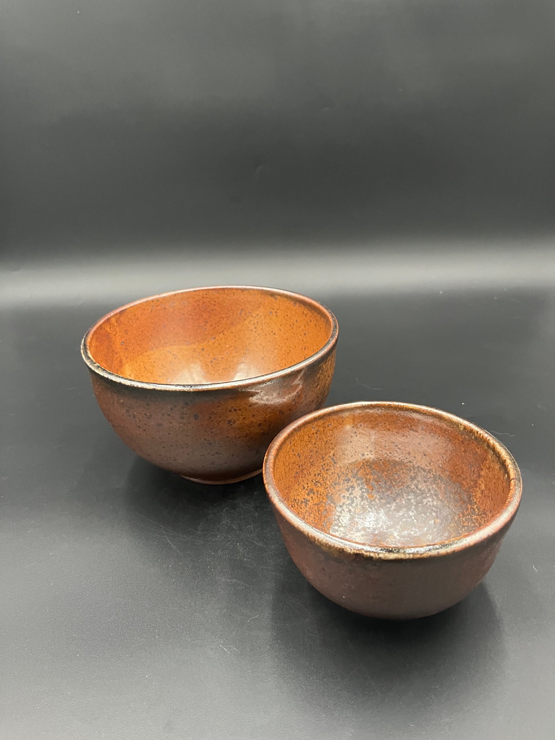 Wood fired, Hand made Ceramic Bowl Set - Earthy colors, rustic feeling