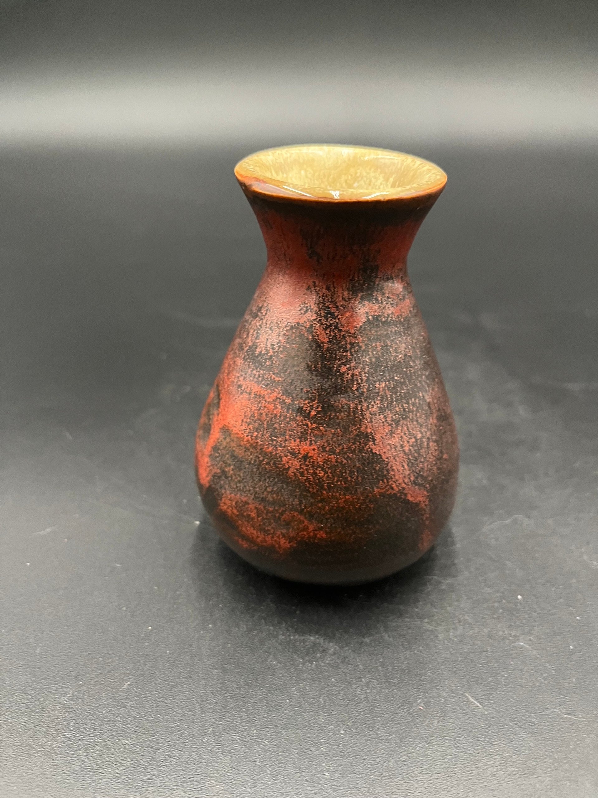Handmade Black and Copper Ceramic Bud Vase