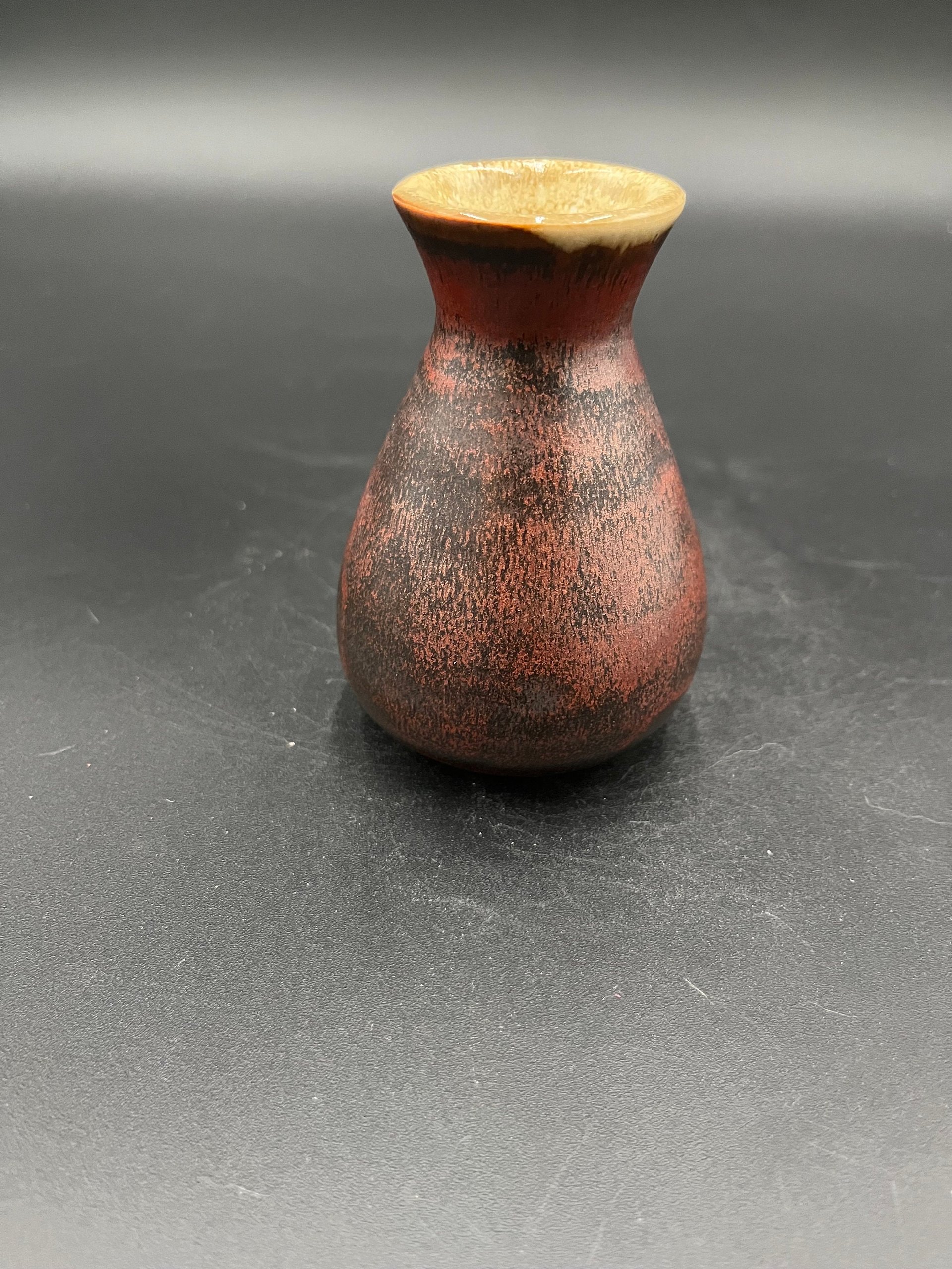 Handmade Black and Copper Ceramic Bud Vase