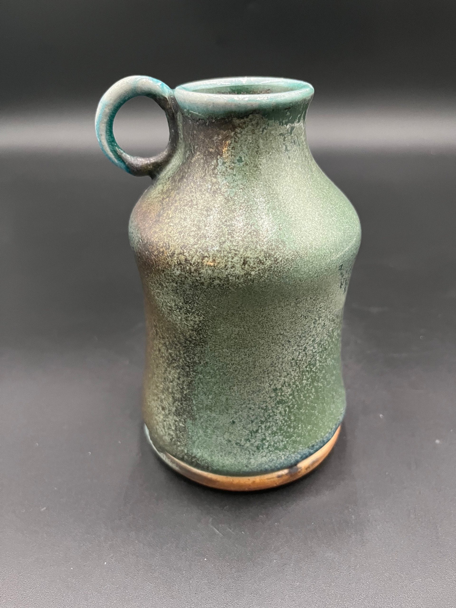 Hand-made Blue-Green Wood-fired Ceramic Bottle