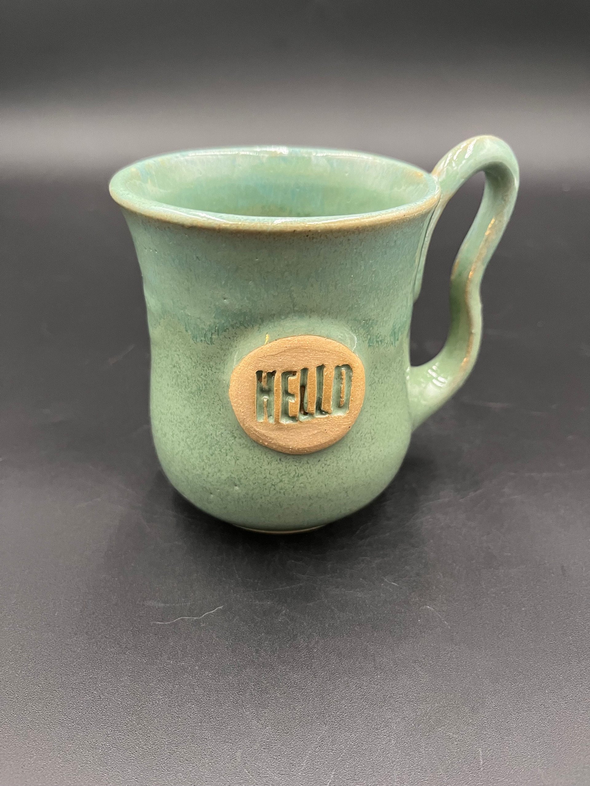 Handmade Agave Green “Hello” Ceramic Mug