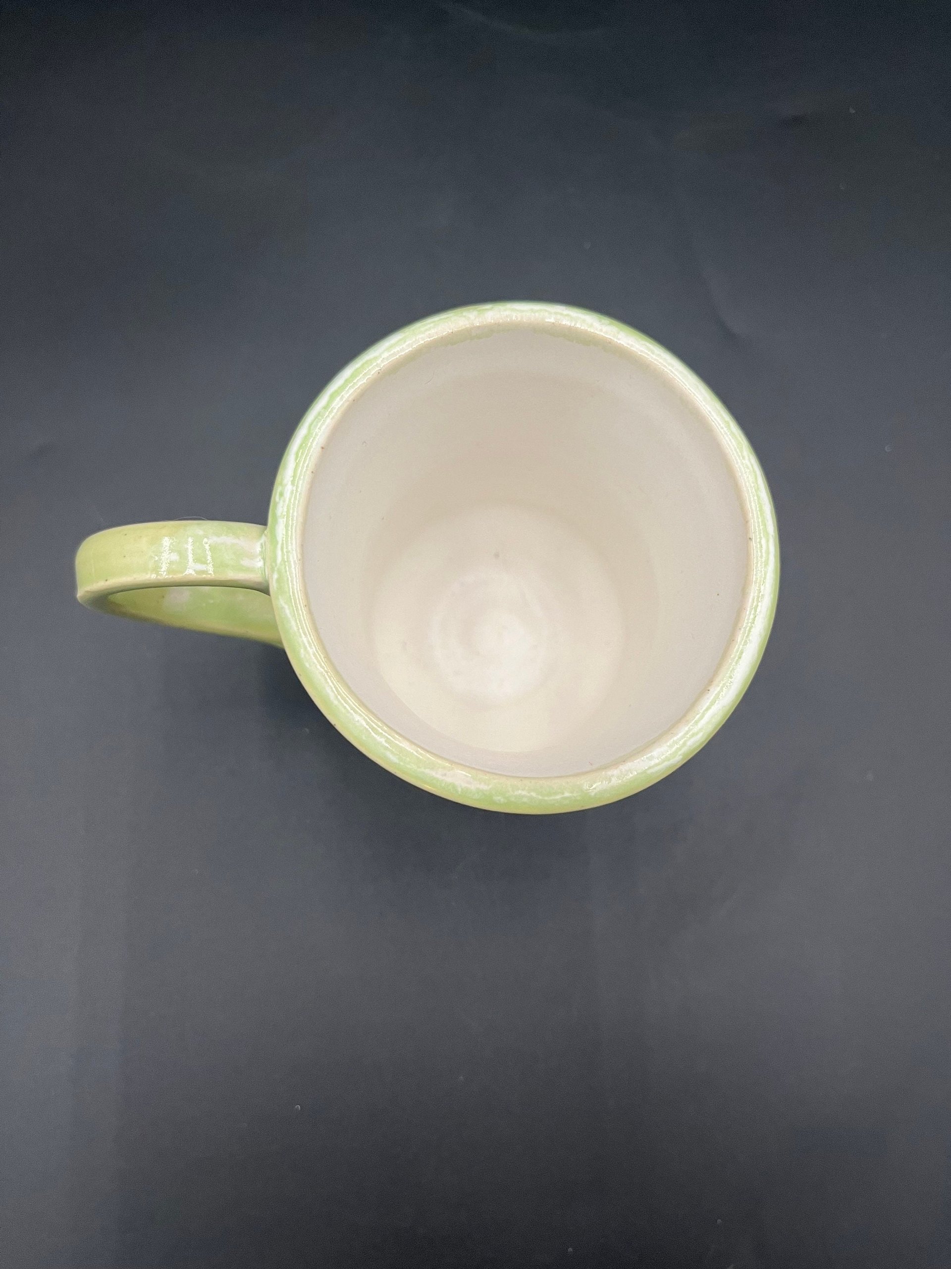 Small Carved Handmade Ceramic Saguaro Green and White Mug