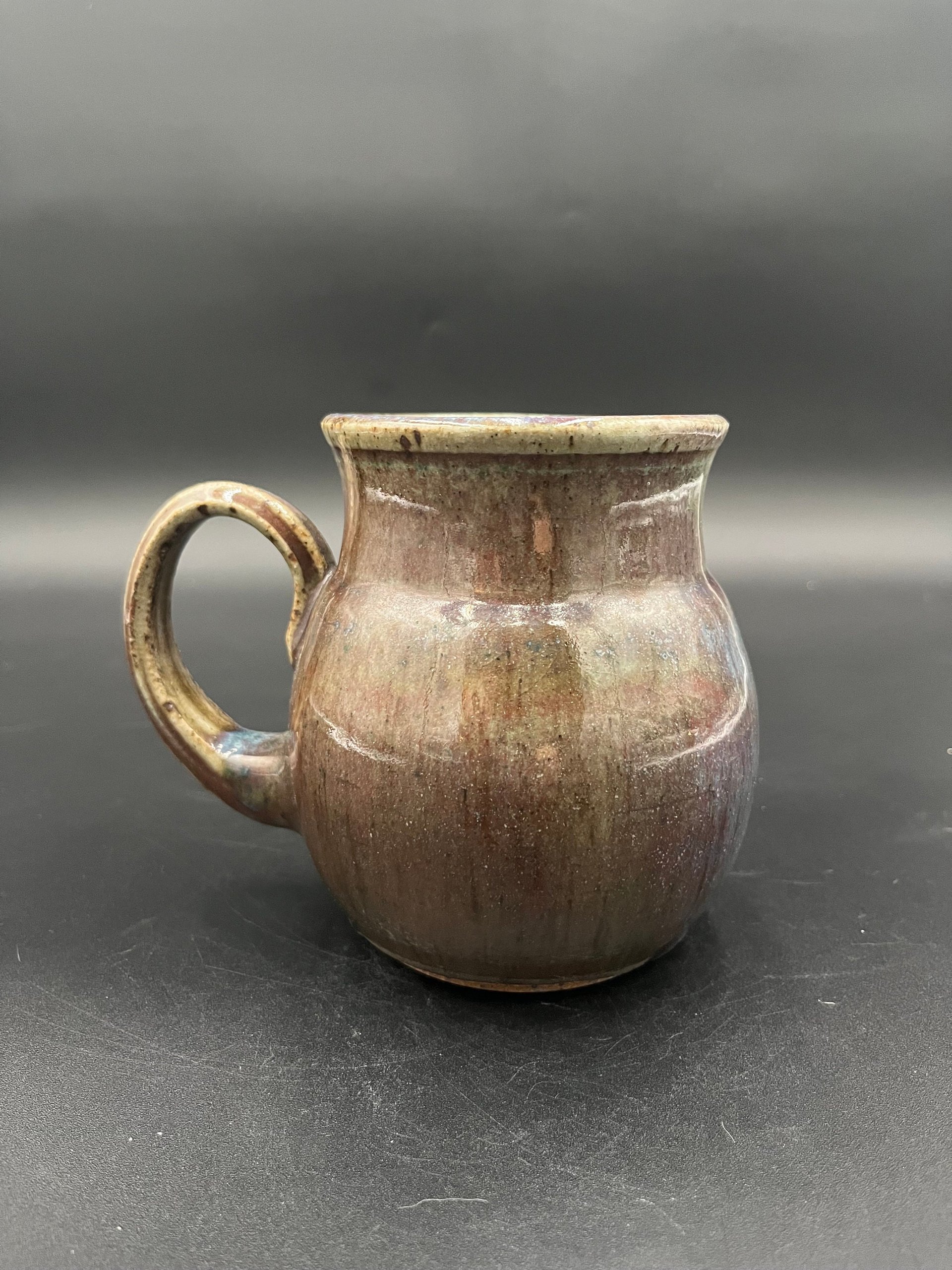 Wood fired Large Irridescent Blue-Green Mug - handmade