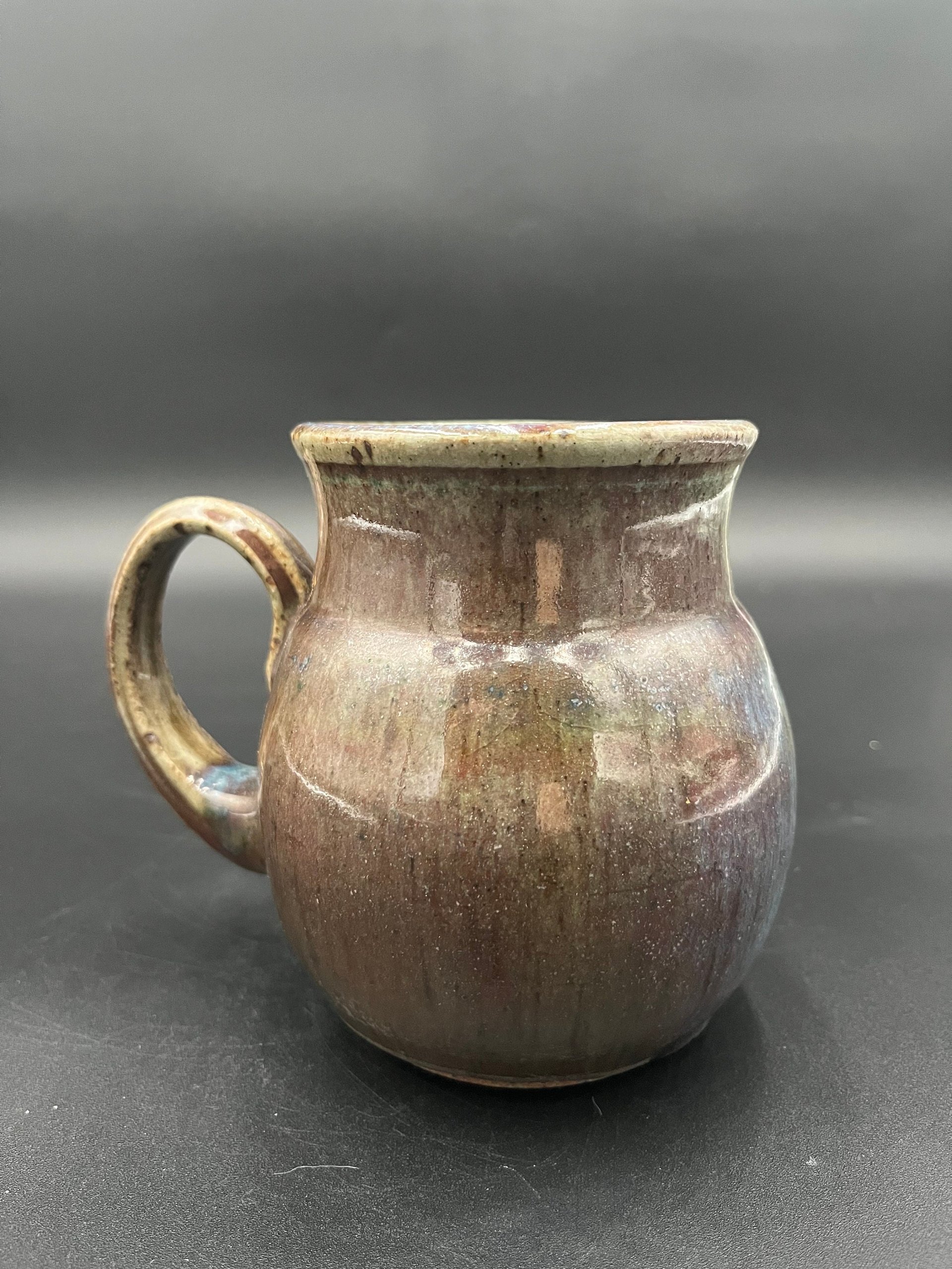 Wood fired Large Irridescent Blue-Green Mug - handmade