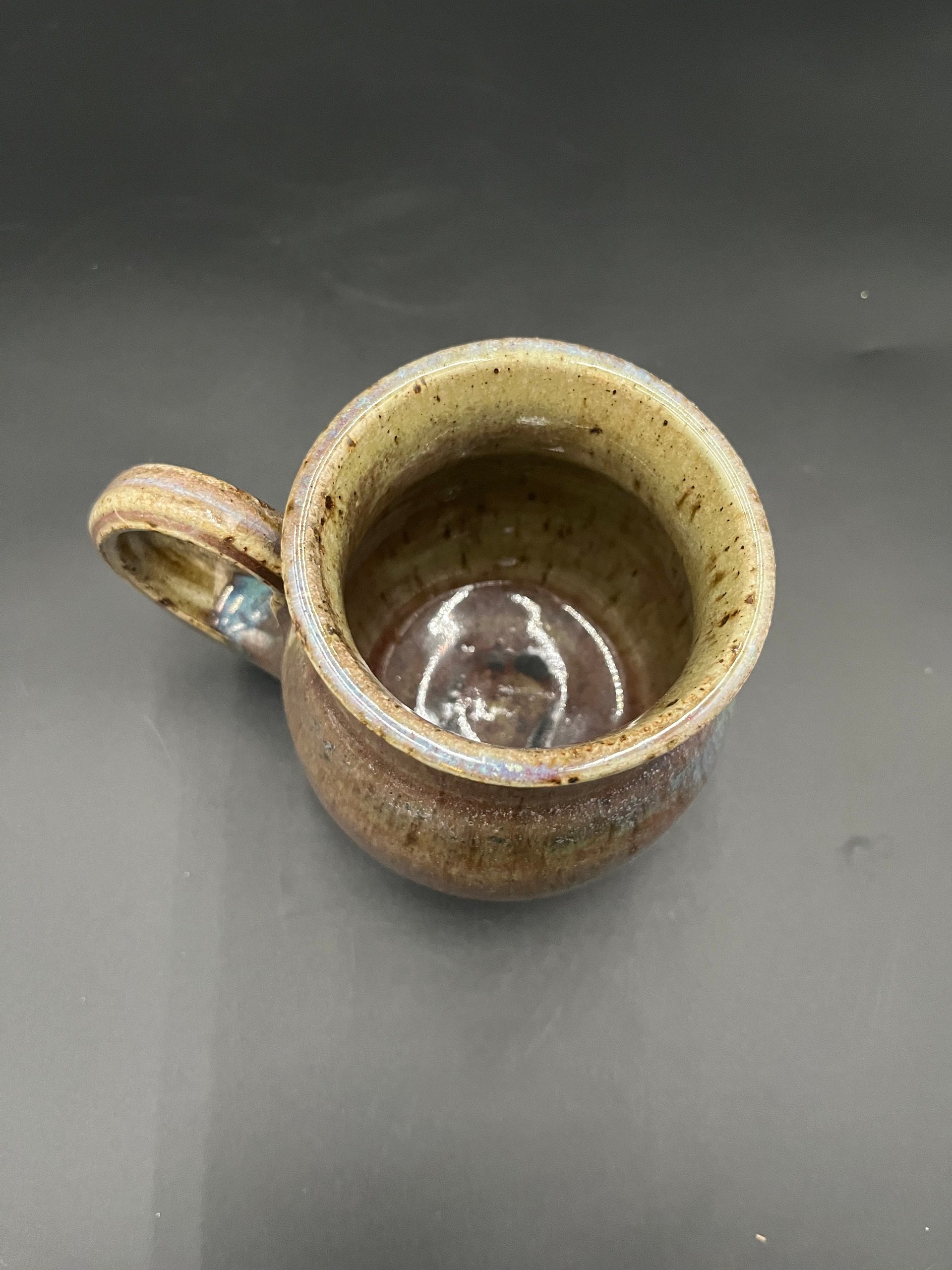 Wood fired Large Irridescent Blue-Green Mug - handmade