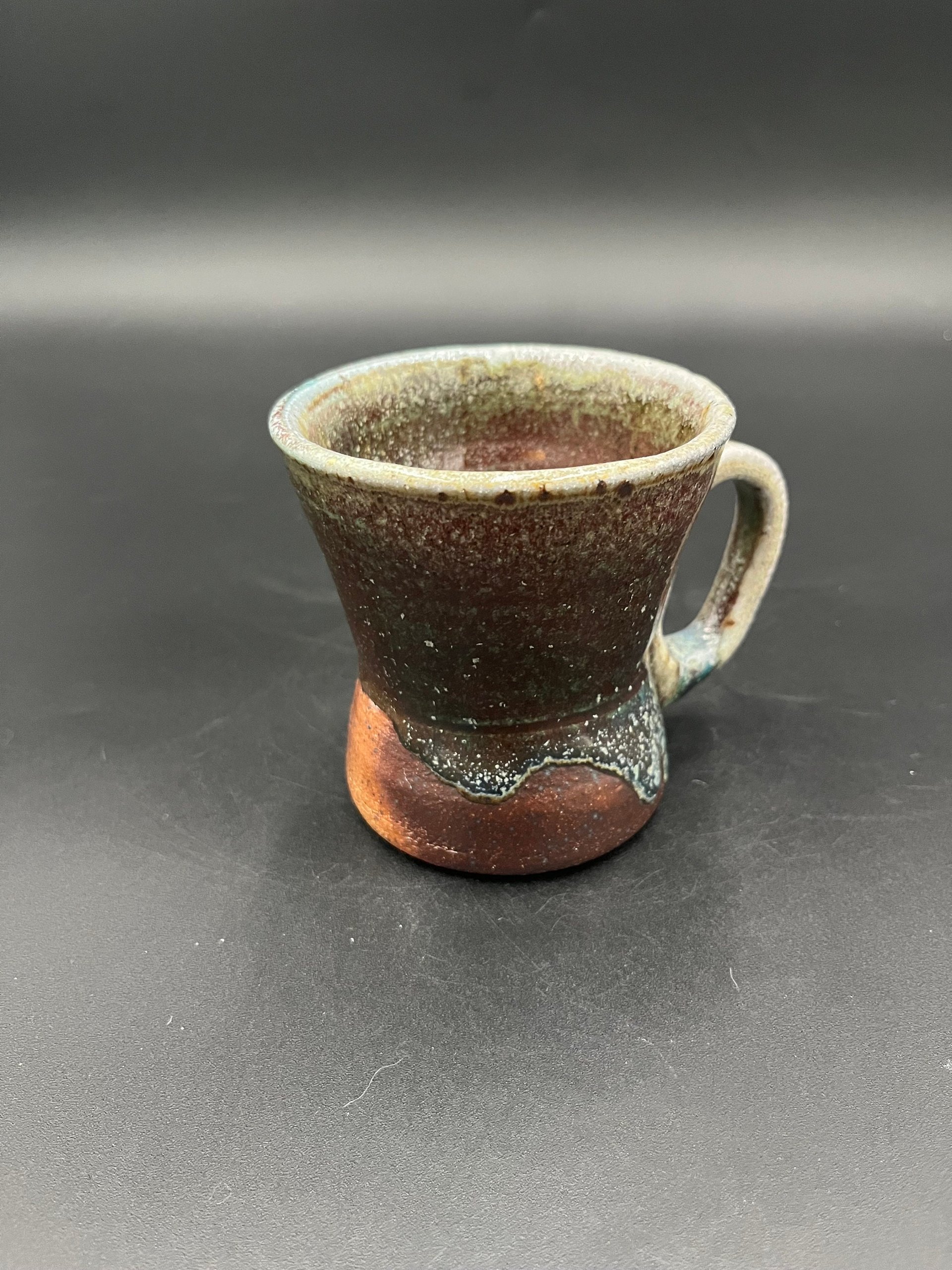 Wood fired Irridescent Blue-Green Mug - handmade