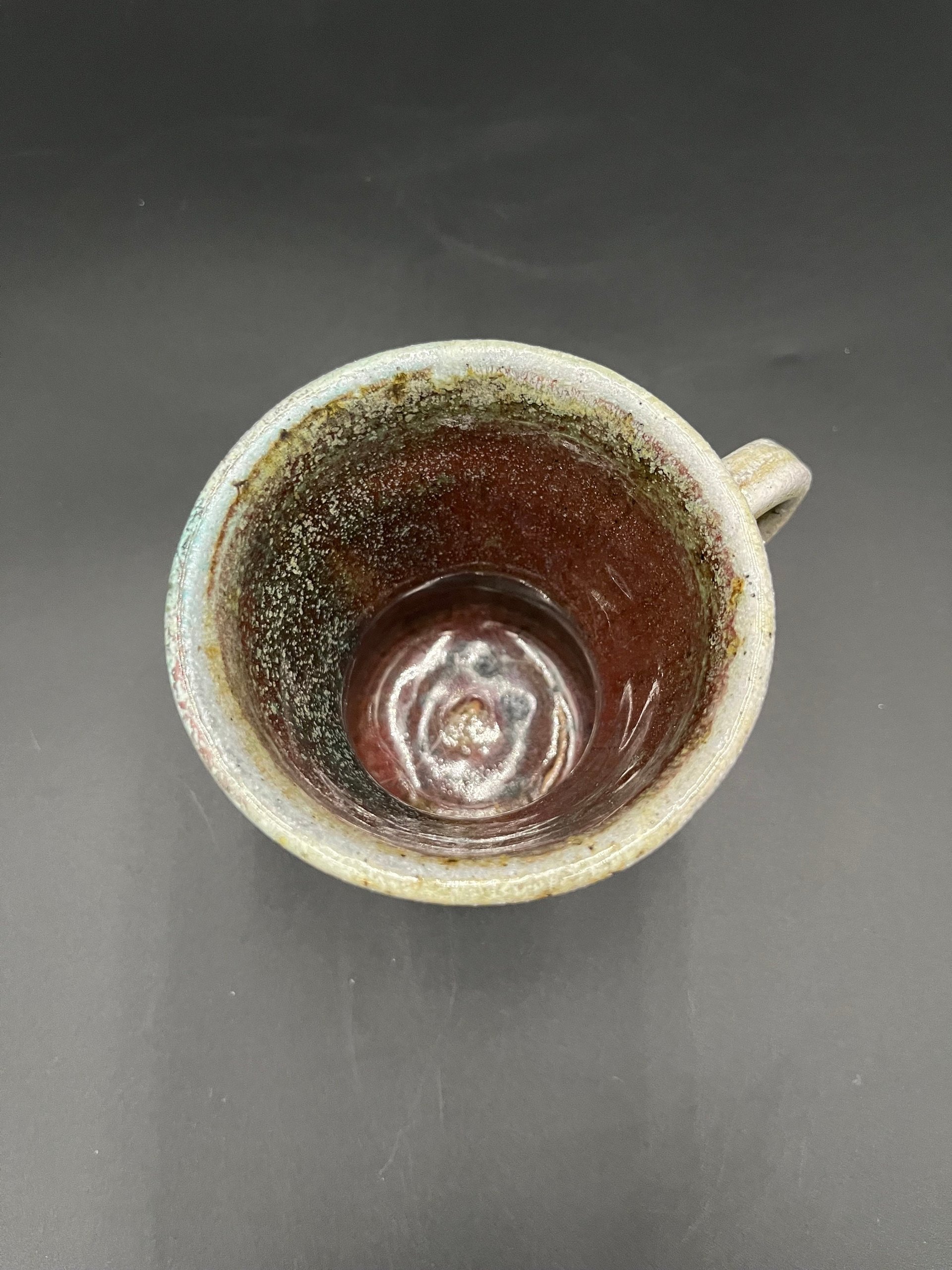 Wood fired Irridescent Blue-Green Mug - handmade