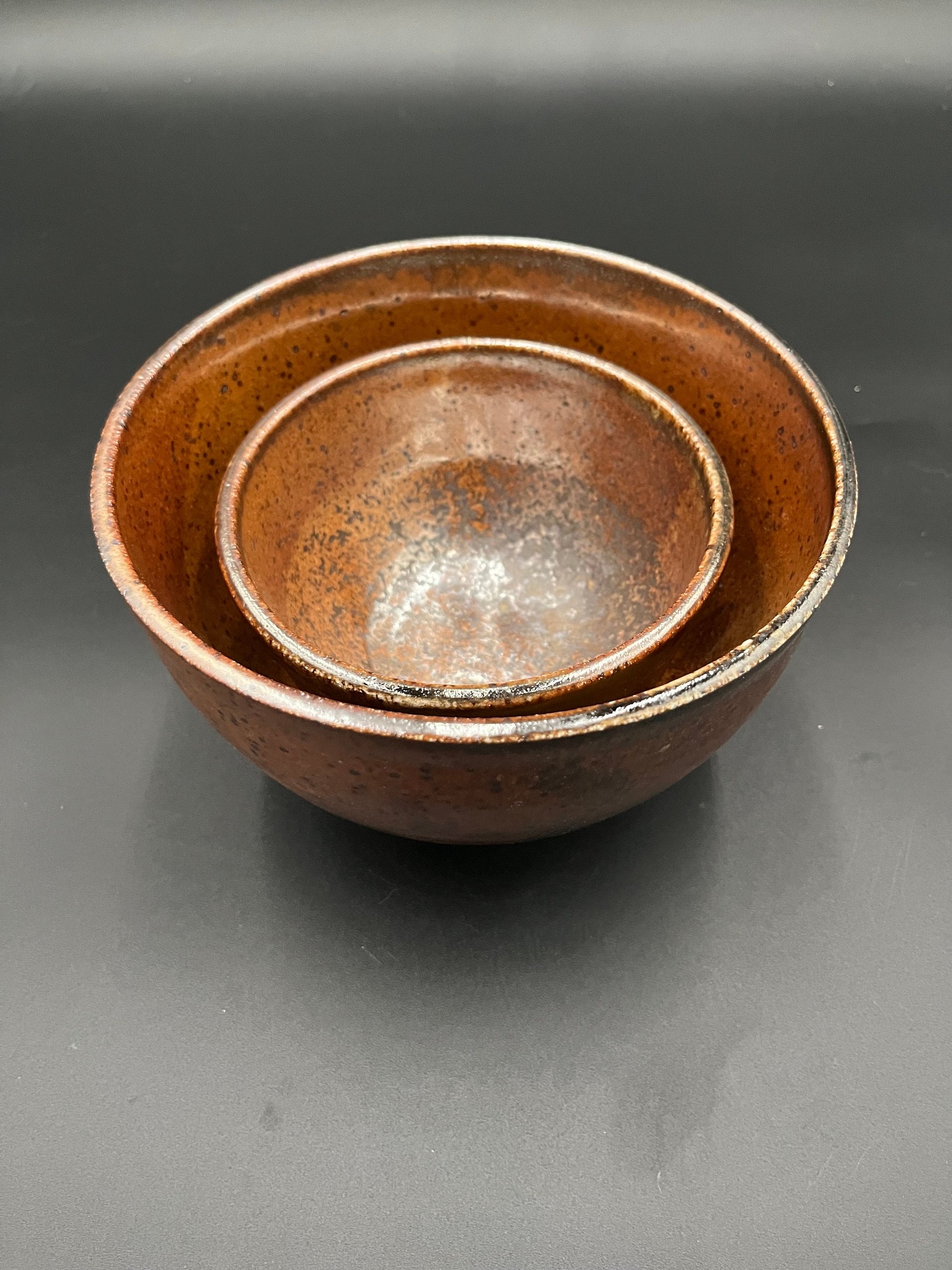 Wood fired, Hand made Ceramic Bowl Set - Earthy colors, rustic feeling