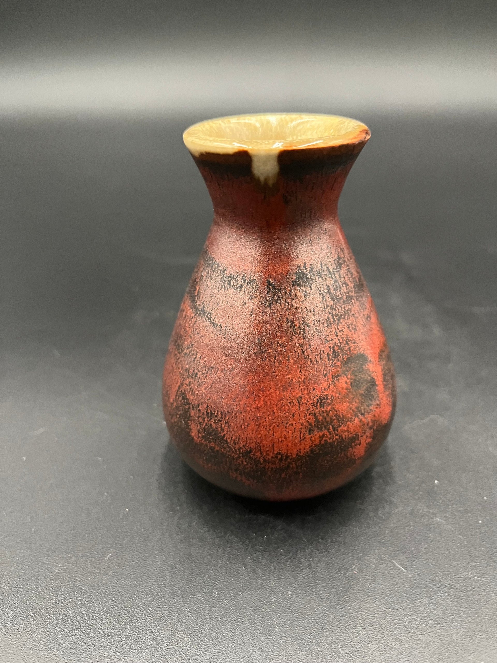 Handmade Black and Copper Ceramic Bud Vase