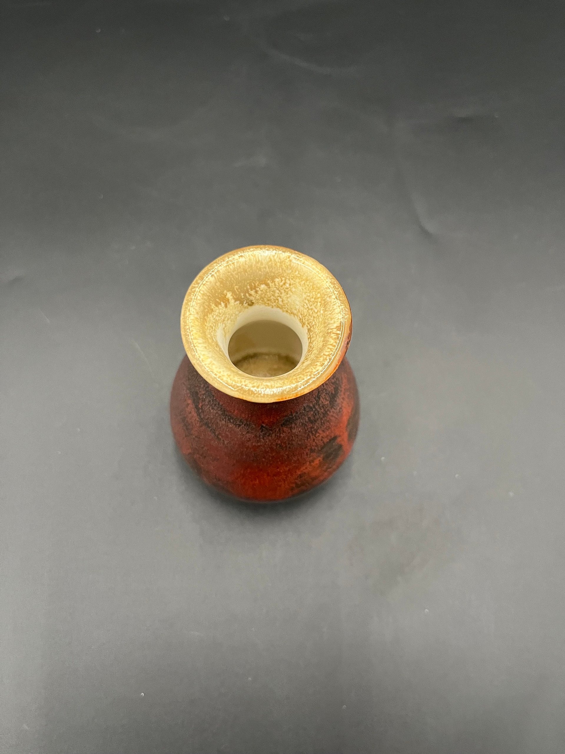 Handmade Black and Copper Ceramic Bud Vase
