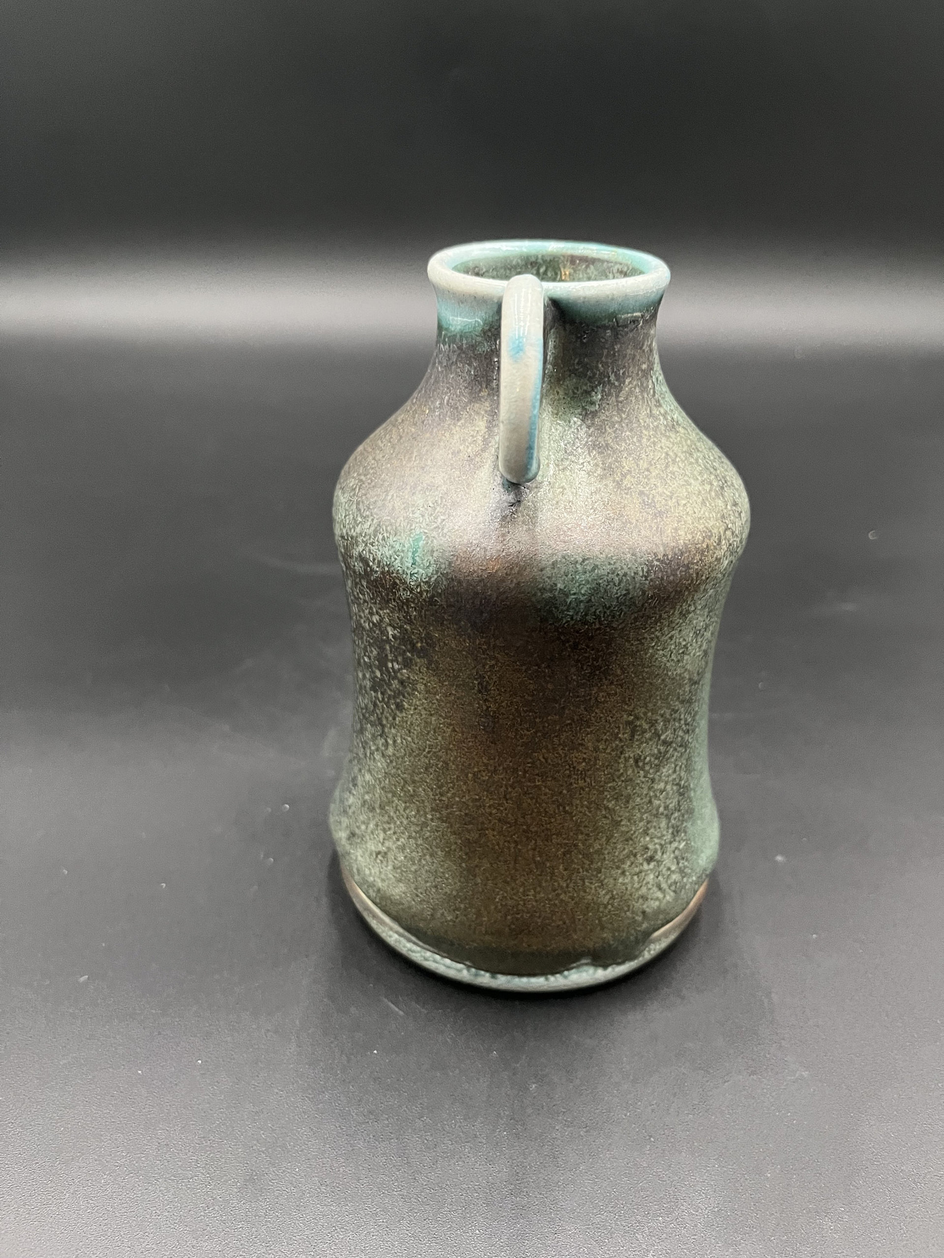 Hand-made Blue-Green Wood-fired Ceramic Bottle