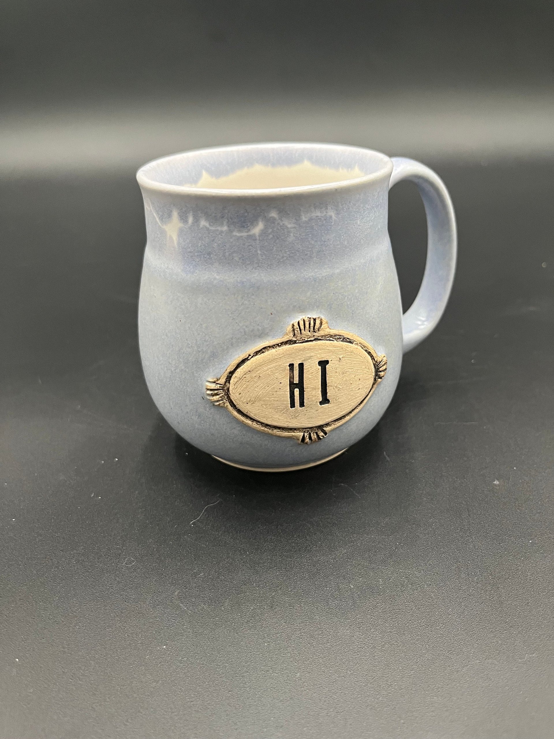 Handmade Light Blue “HI” Ceramic Mug