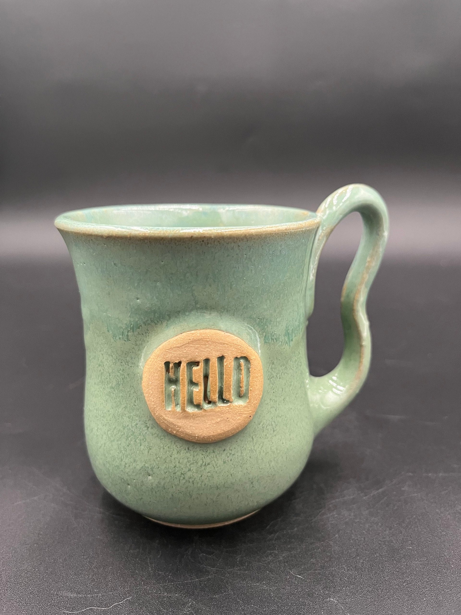 Handmade Agave Green “Hello” Ceramic Mug