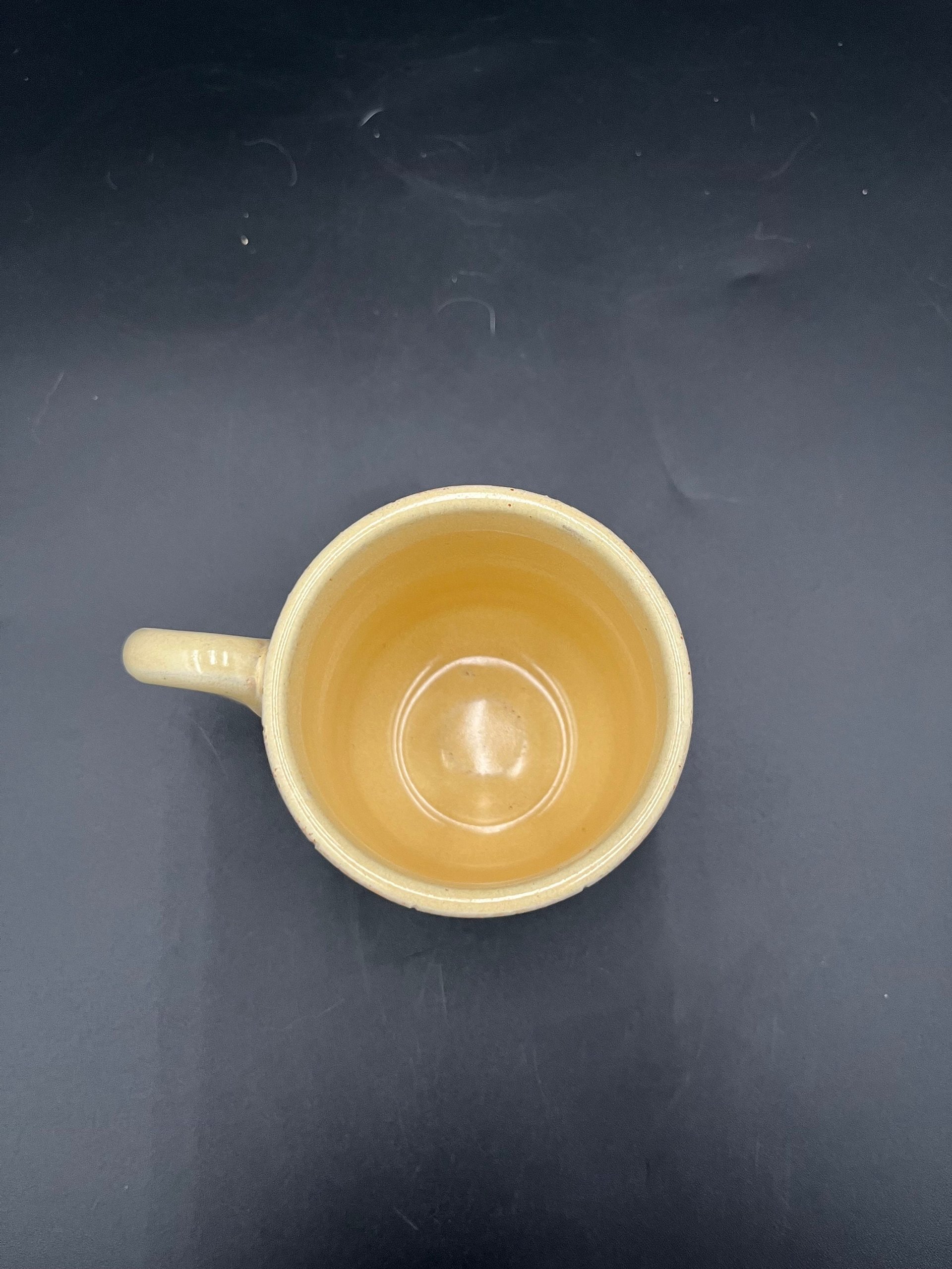 Small Carved Handmade Ceramic Yellow Mug - great for espresso