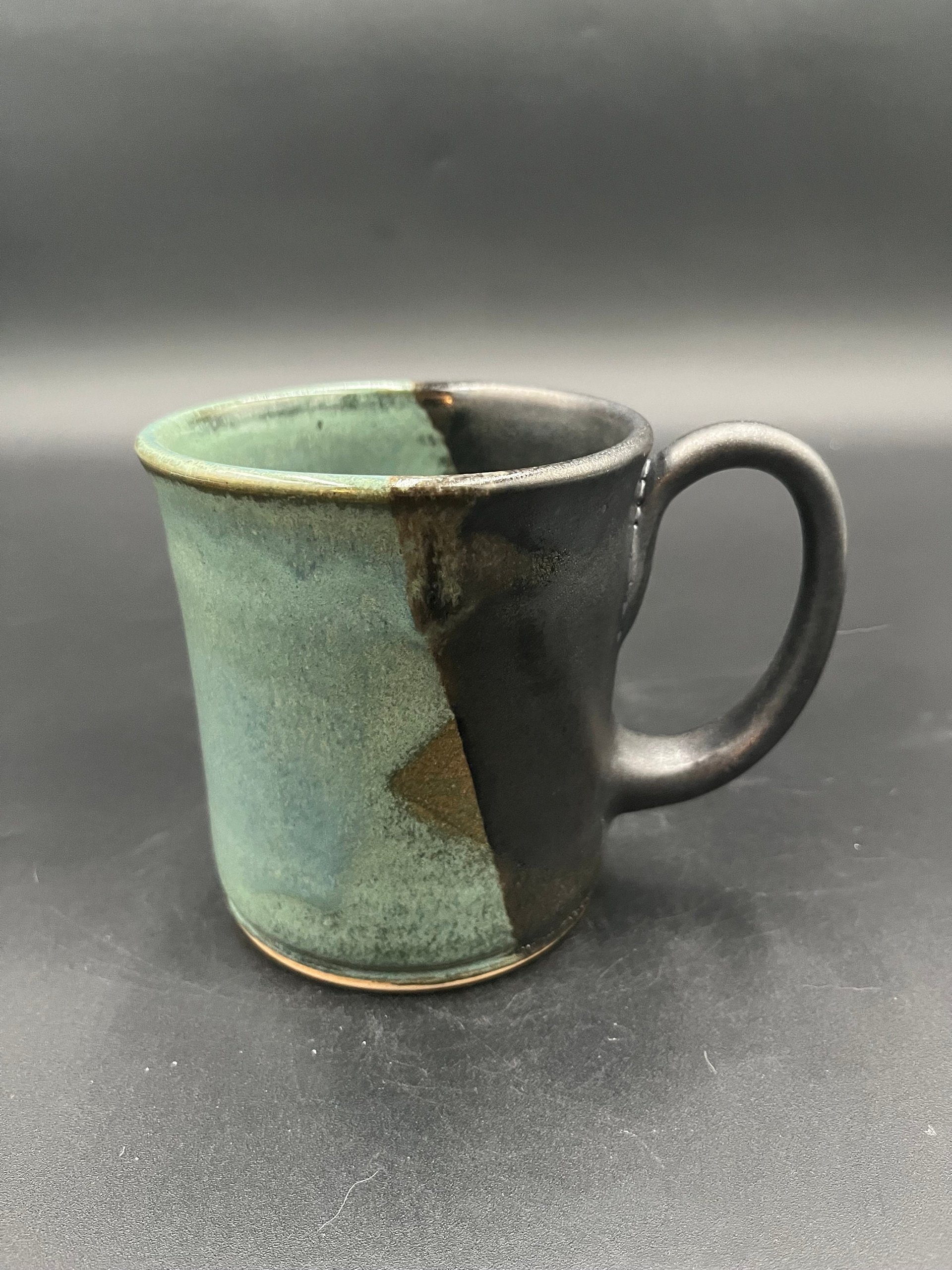 Handmade Ceramic Outdoor Inspired Earthy Green and Black Mug