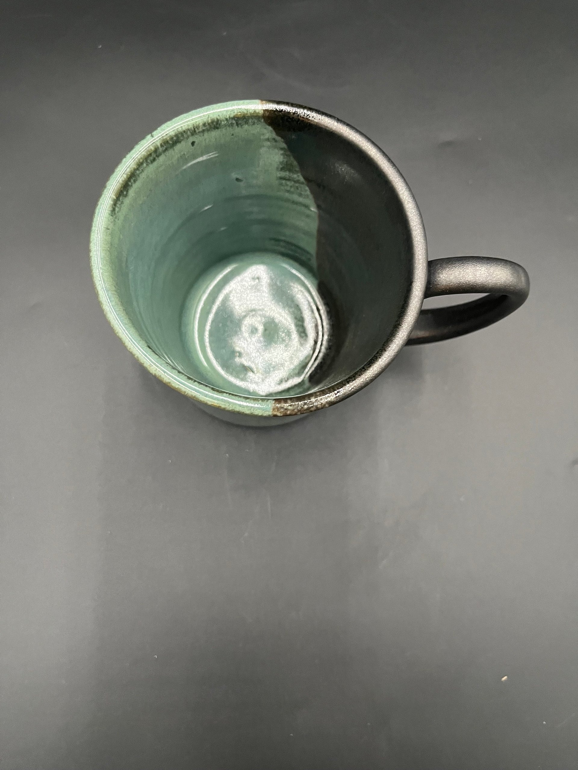 Handmade Ceramic Outdoor Inspired Earthy Green and Black Mug