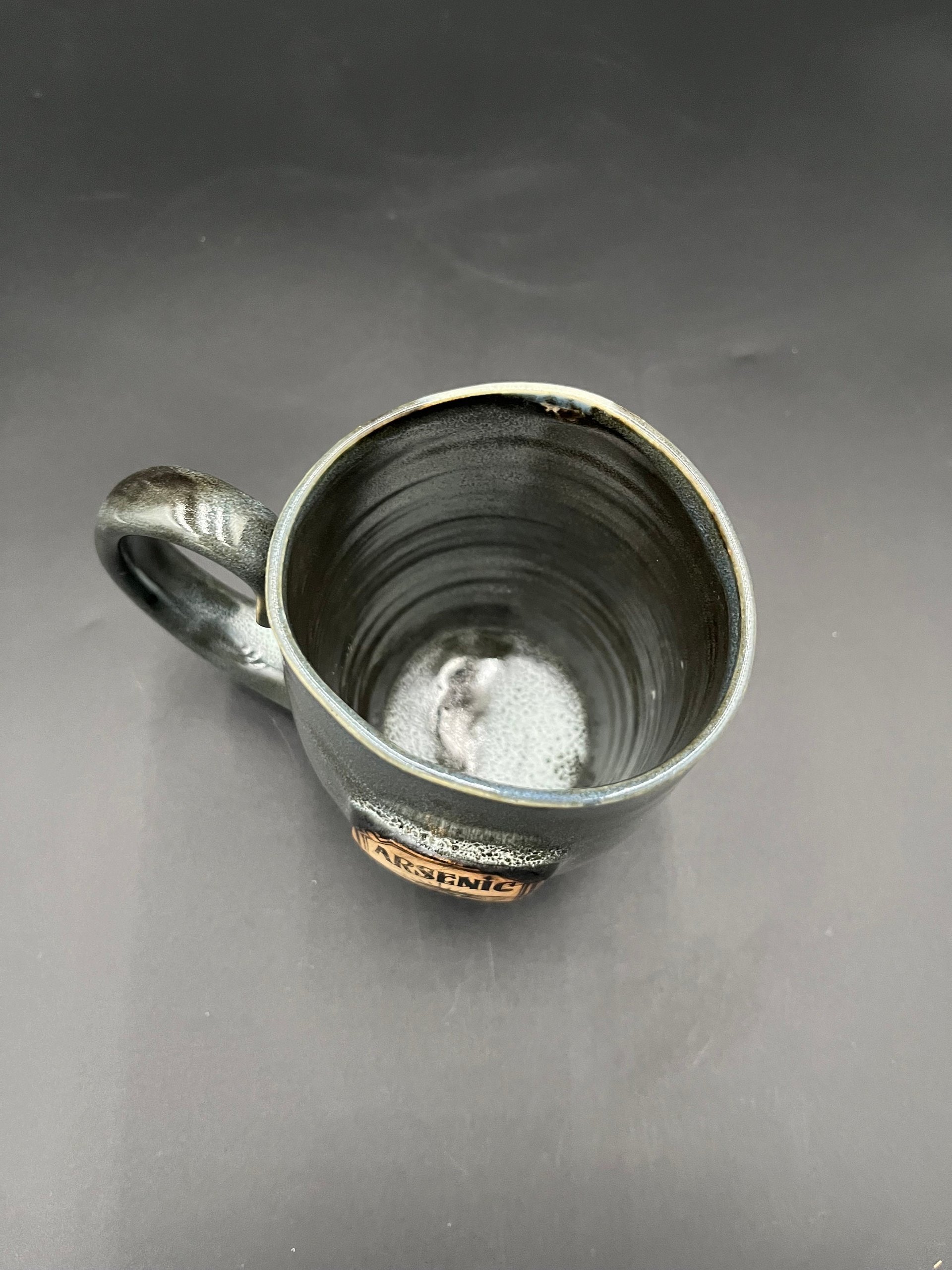 Handmade Ceramic “Poison” Inspired Black and Grey Mug - Arsenic