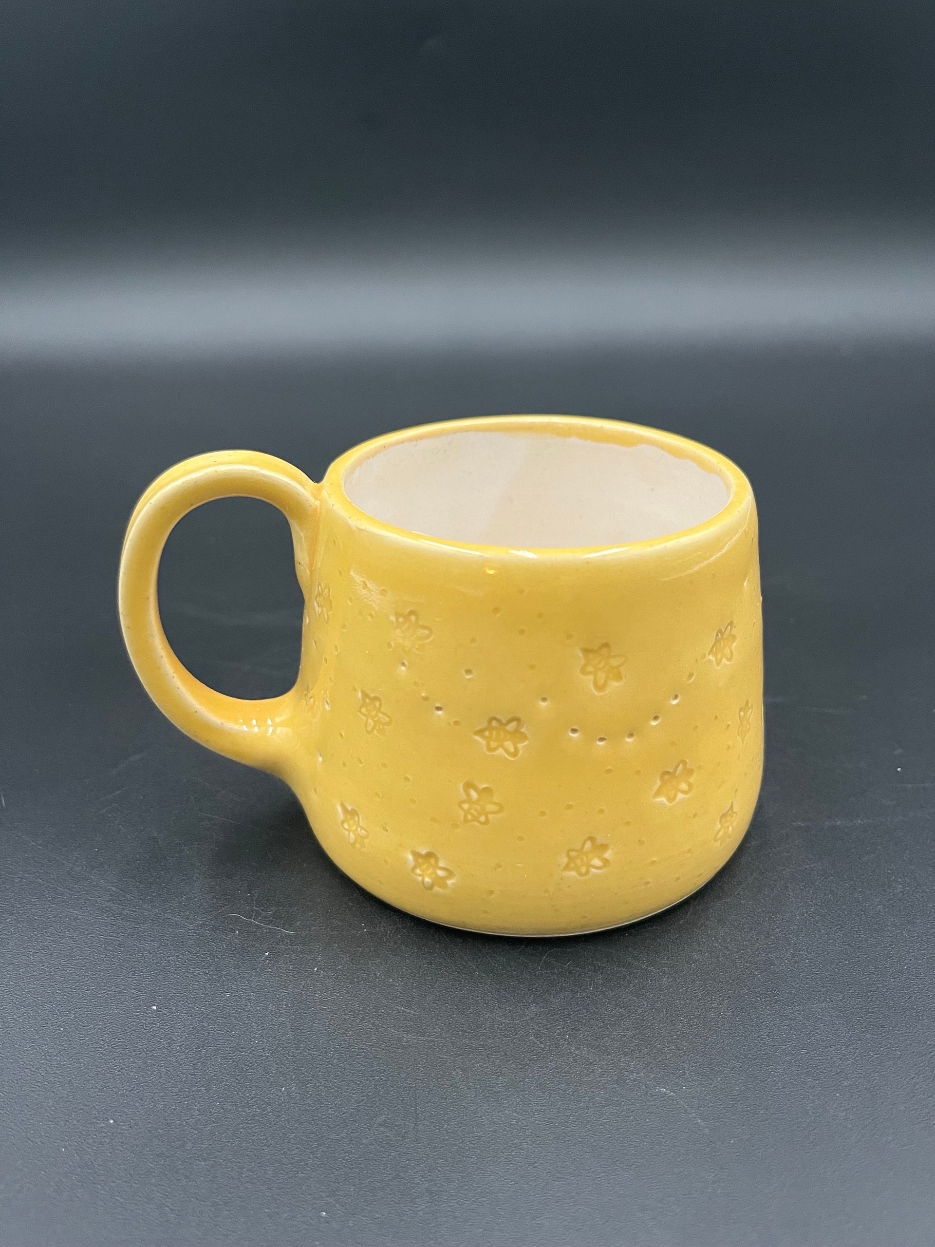Handmade Honeybee Bright Yellow Ceramic Mug
