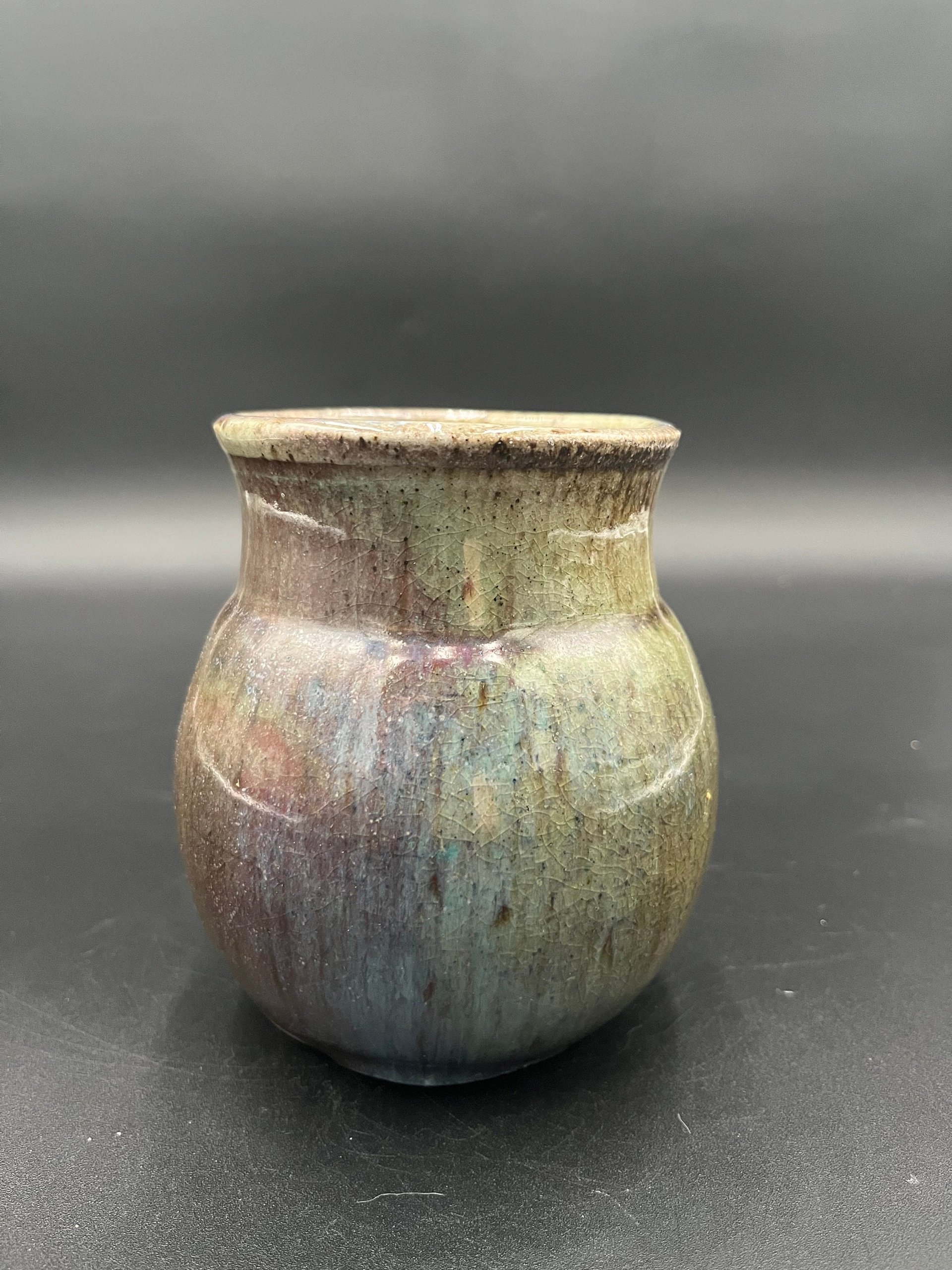 Wood fired Large Irridescent Blue-Green Mug - handmade