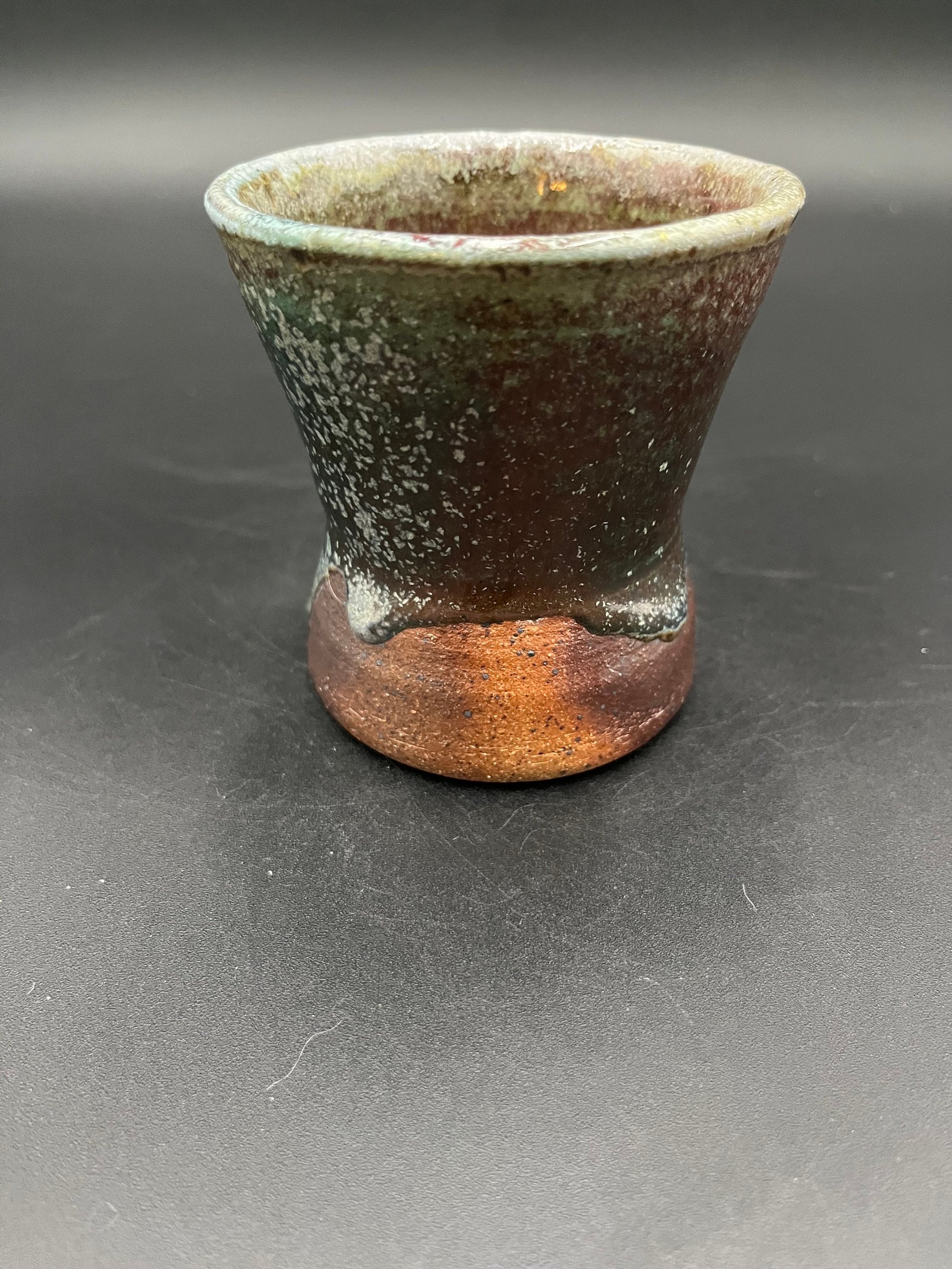 Wood fired Irridescent Blue-Green Mug - handmade