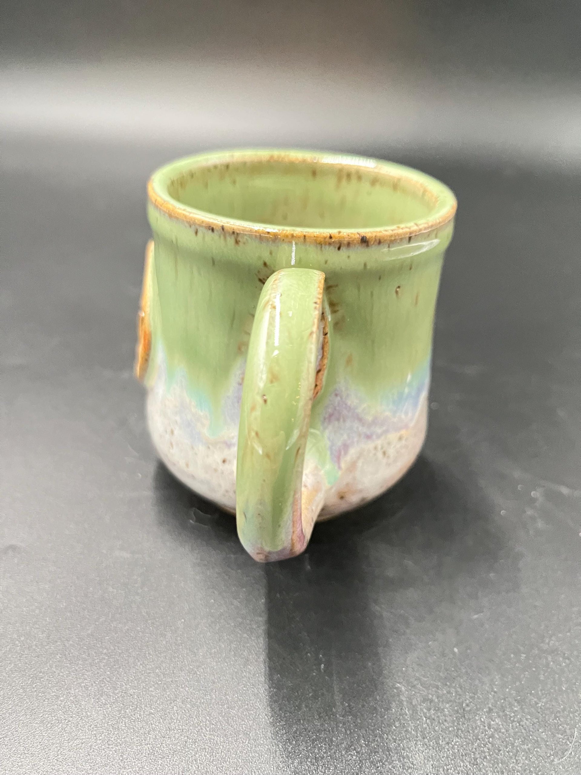 Handmade Green and White Teapot Ceramic Mug