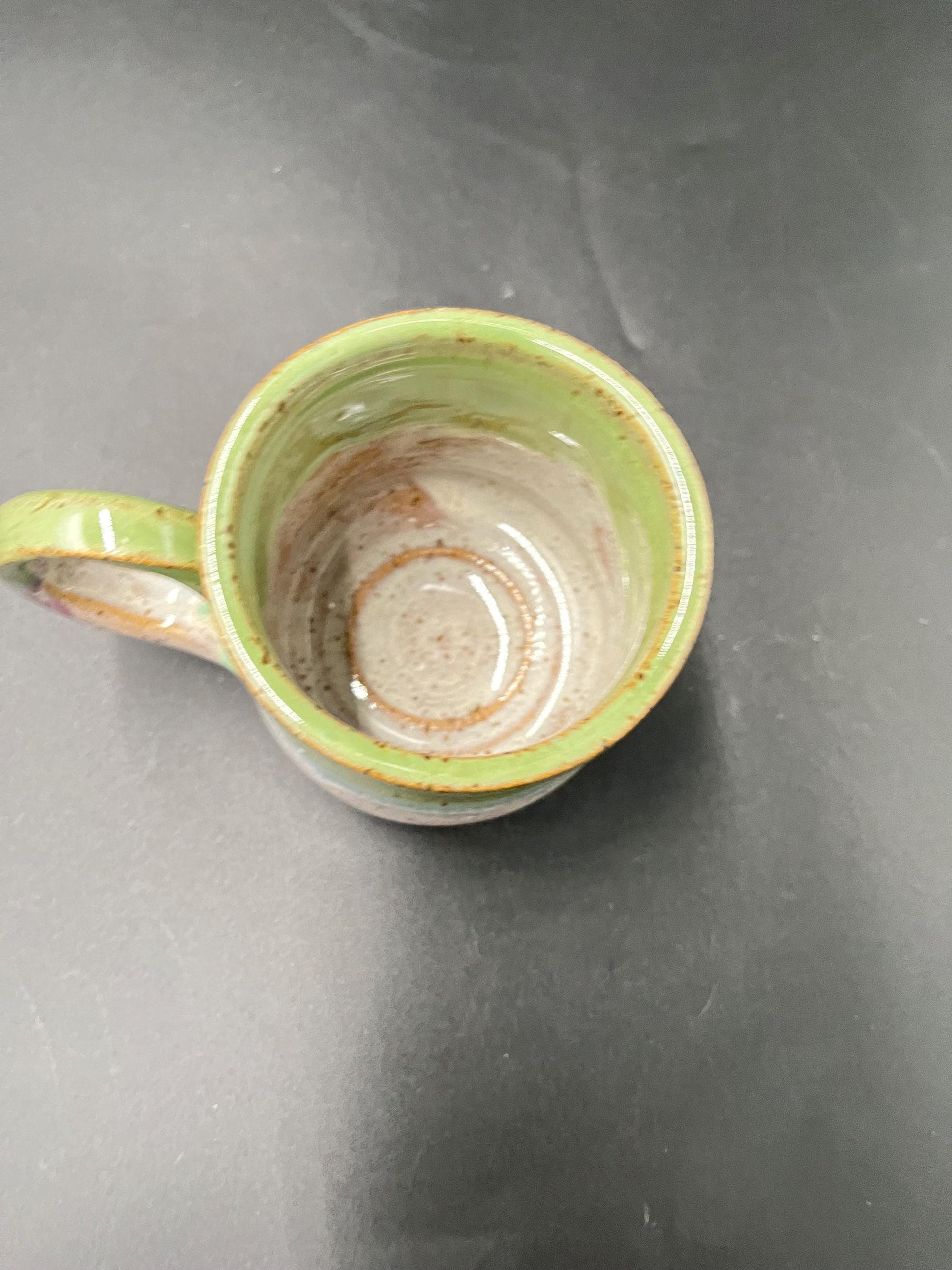 Handmade Green and White Teapot Ceramic Mug