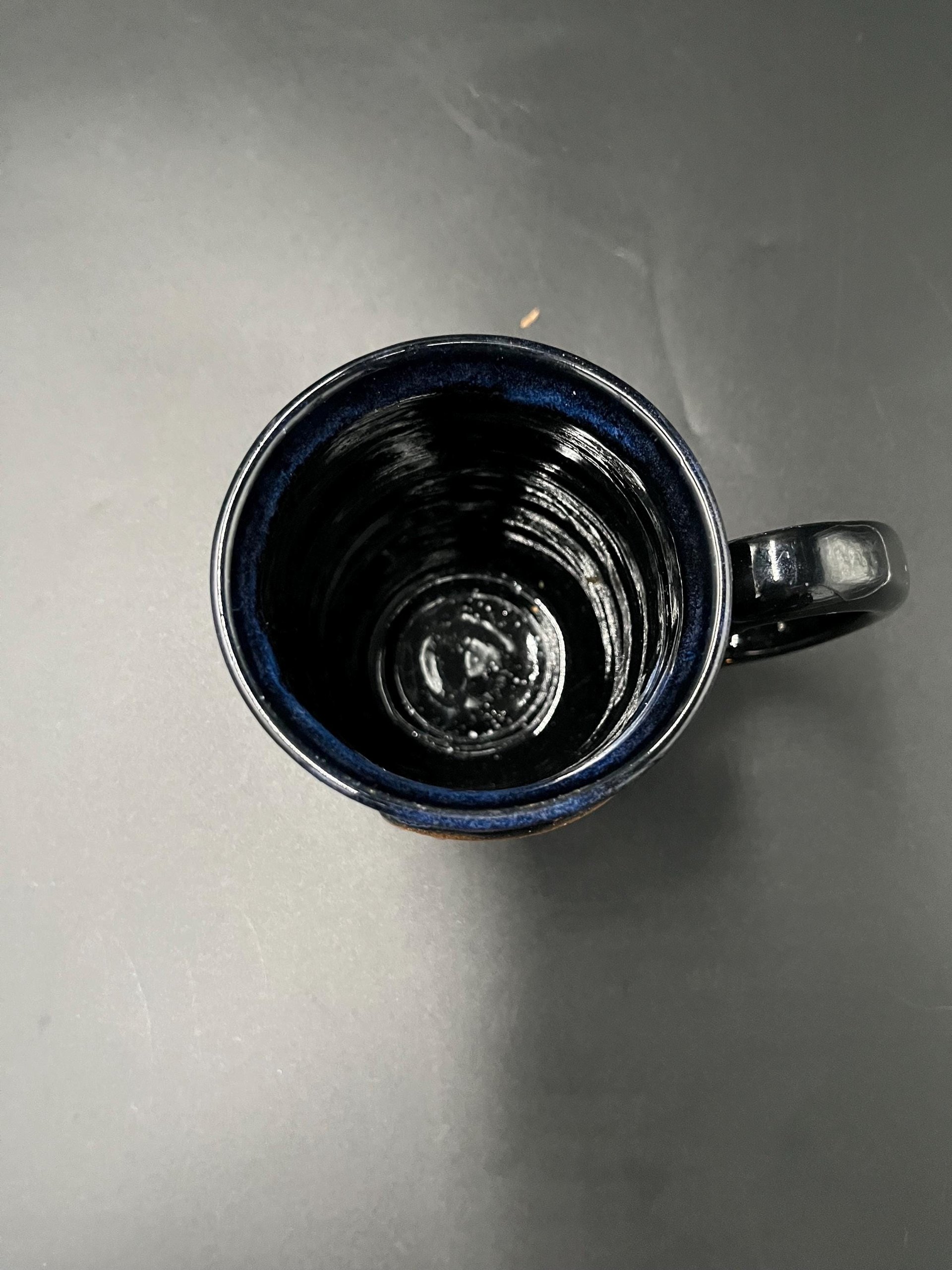 Handmade Black and Blue Ceramic “Huzzah” Mug