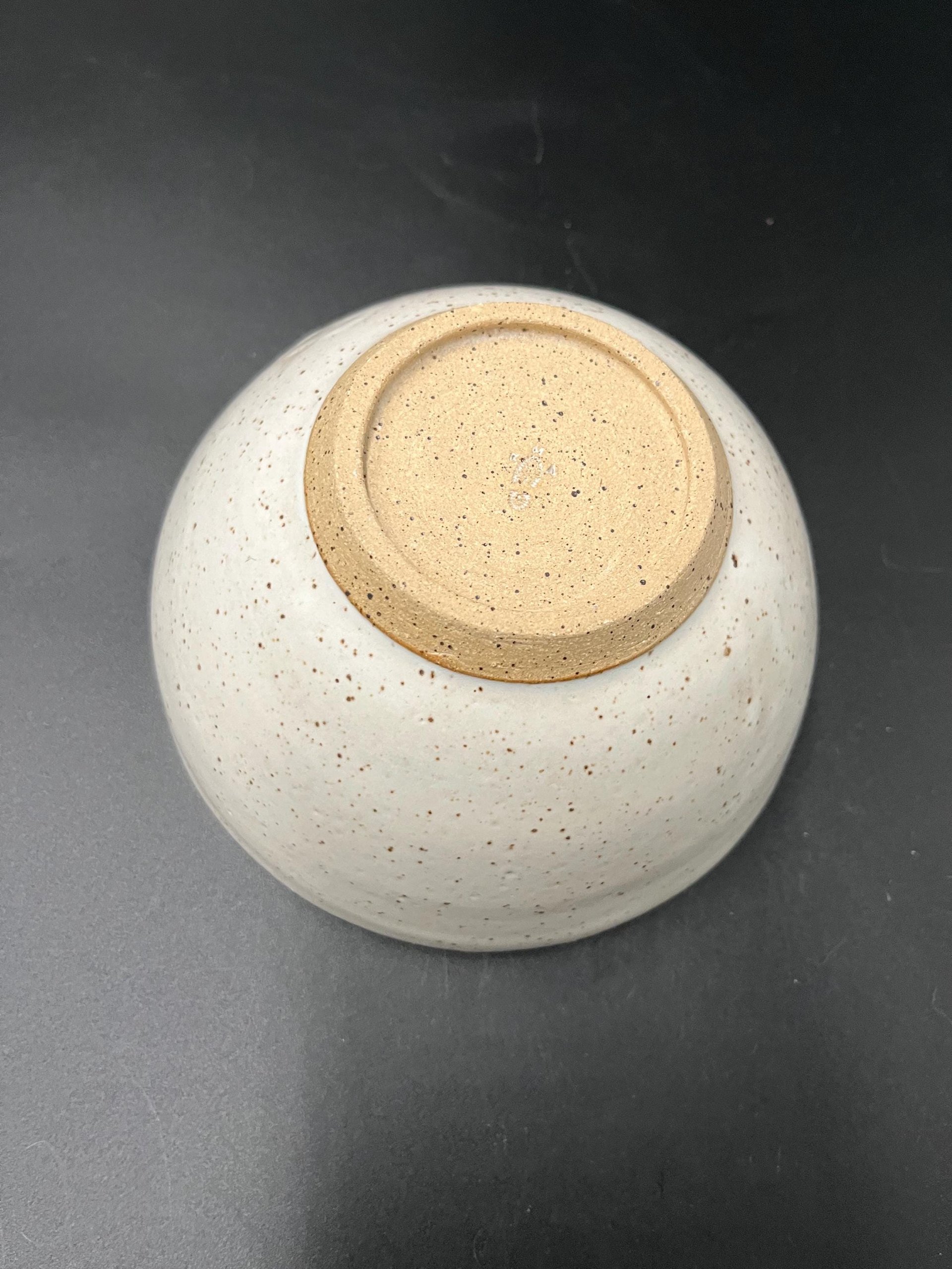 Handmade White and Green Speckled Ceramic Bowl