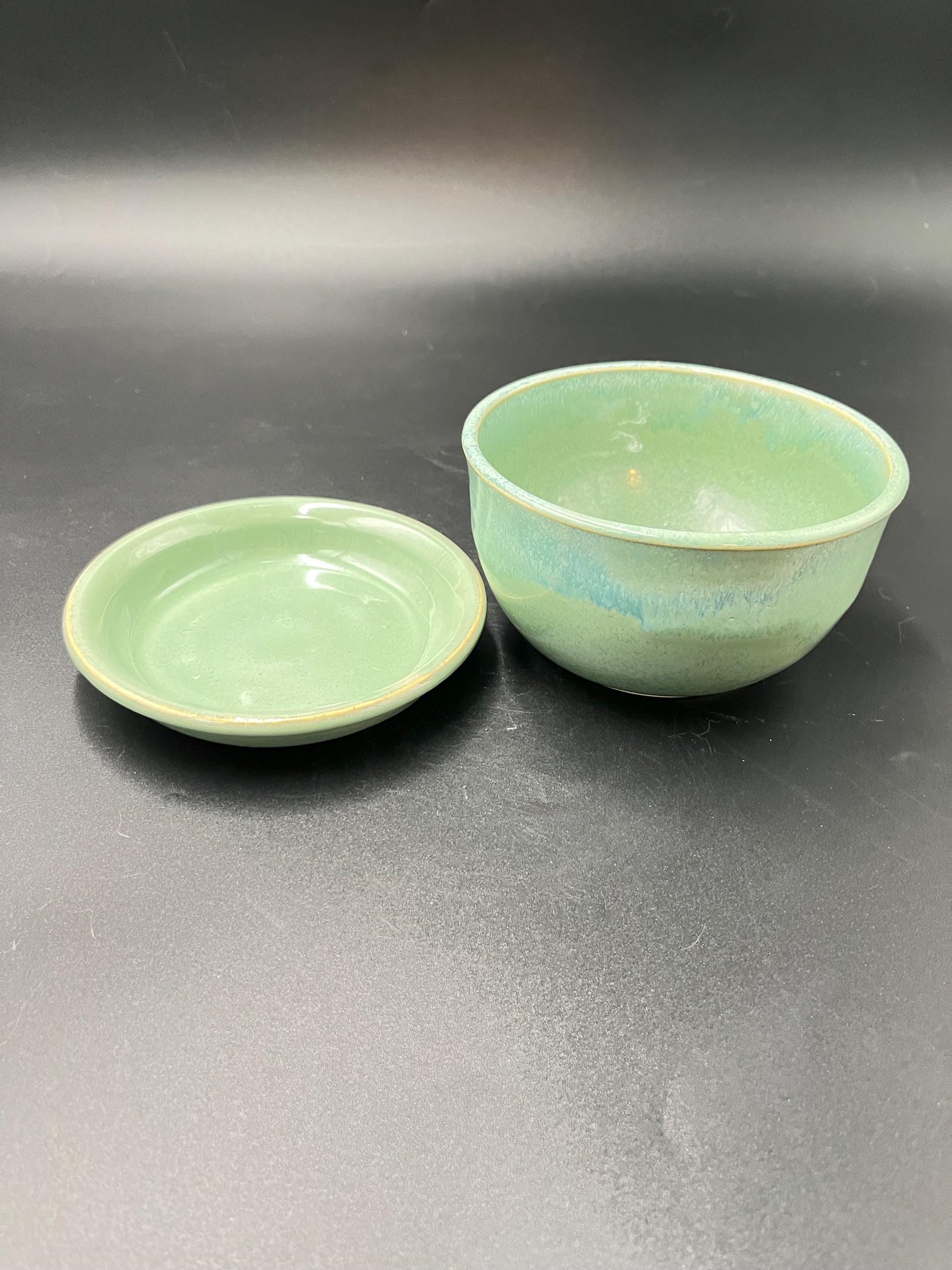 Handmade Agave Green Ceramic Bowl Set