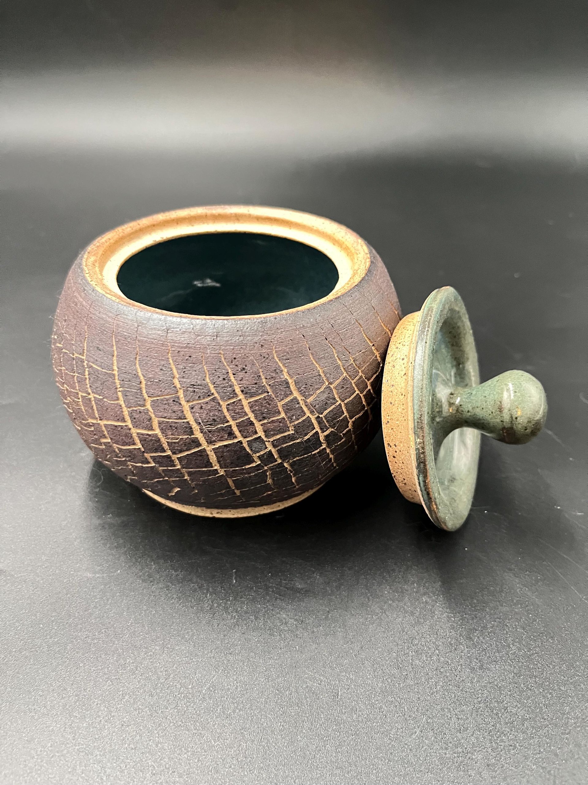 Hand-made Ceramic Crackle Lidded Jar