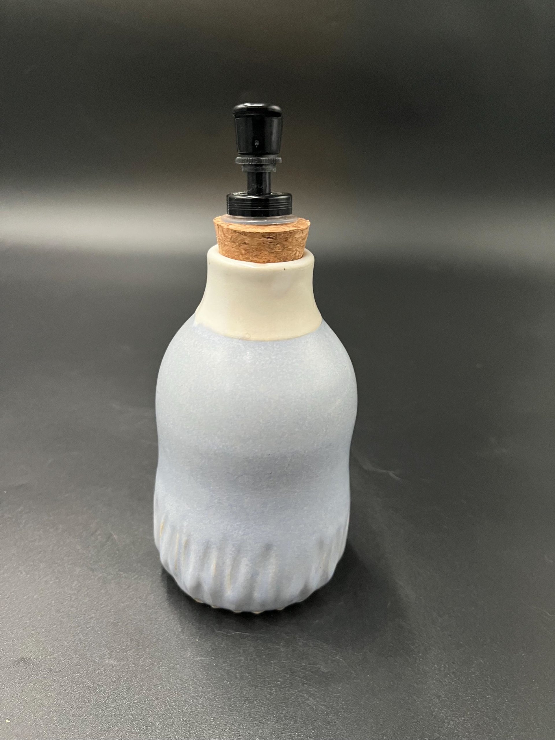 Handmade Ceramic Soft Blue Carved Soap Dispenser