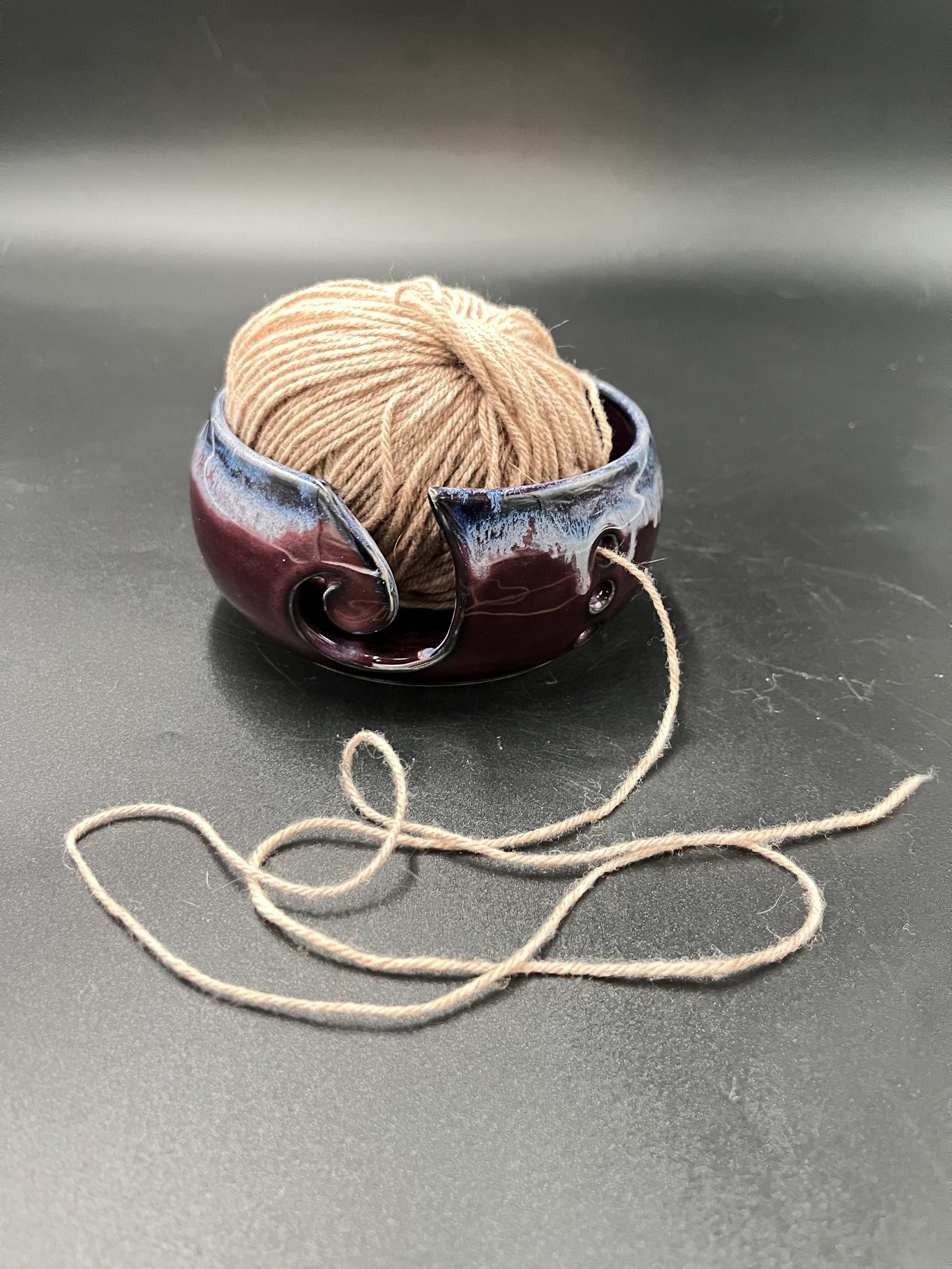 Handmade Purple Drip Glazed Ceramic Yarn Bowl
