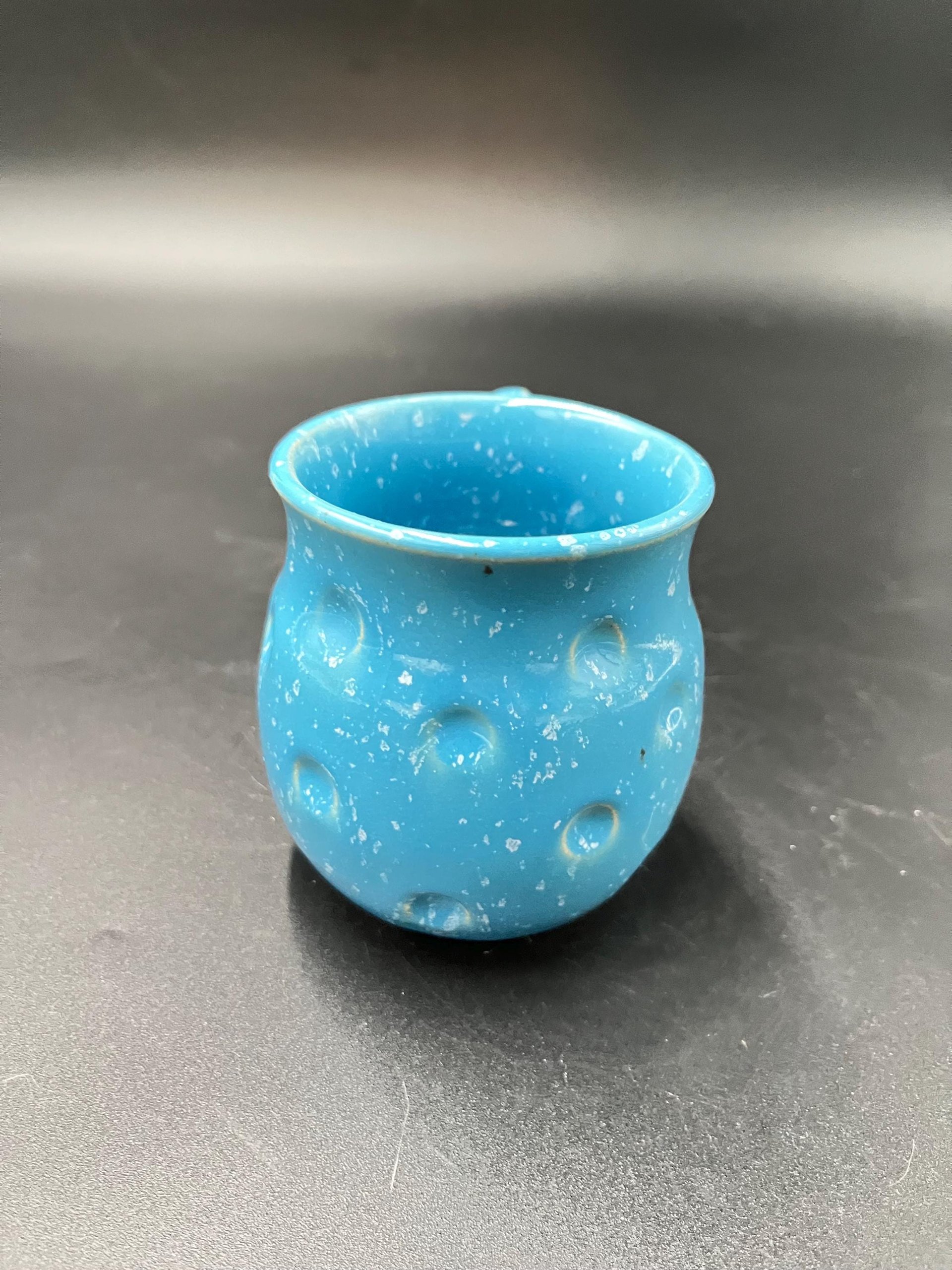 Handmade Bright Blue Polka Dot Ceramic Mug