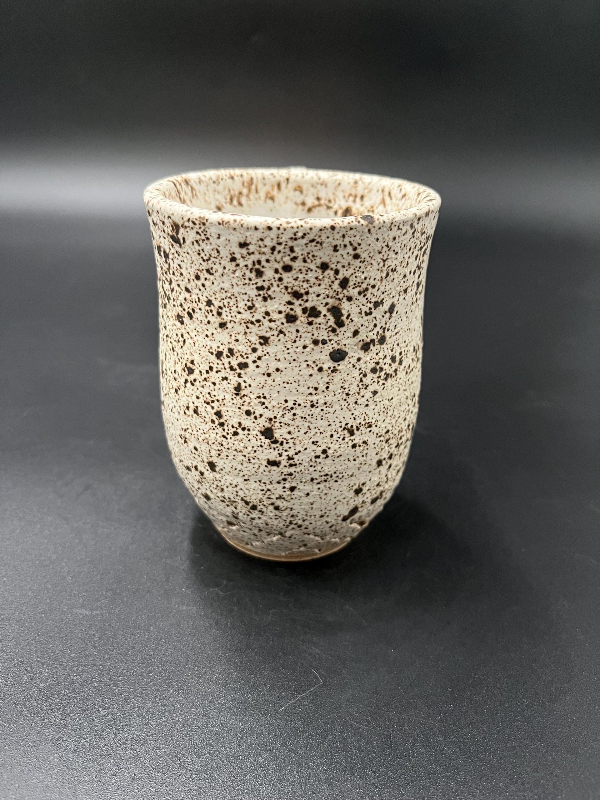 Handmade Carved Beige Speckled Ceramic Mug