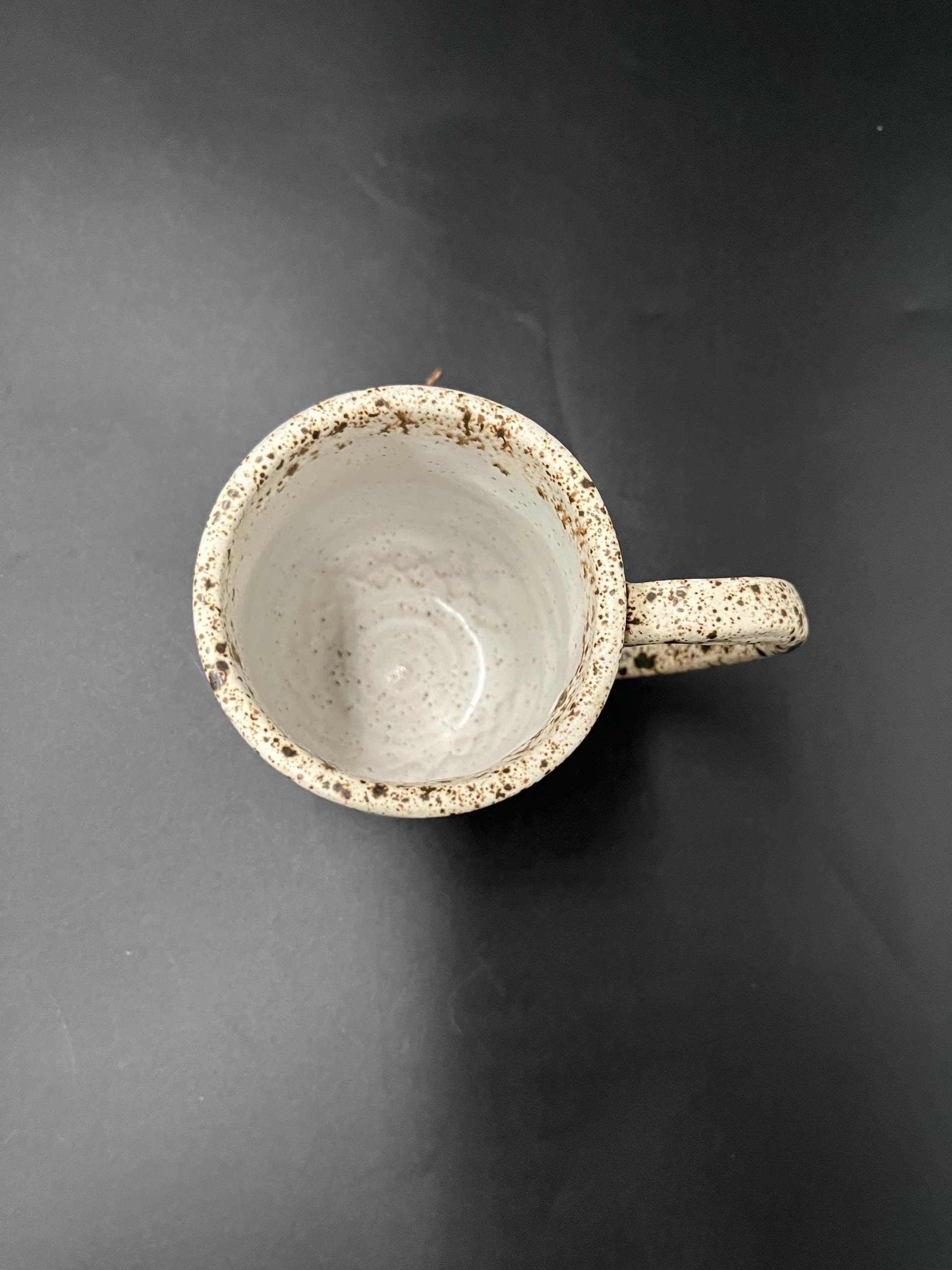 Handmade Carved Beige Speckled Ceramic Mug
