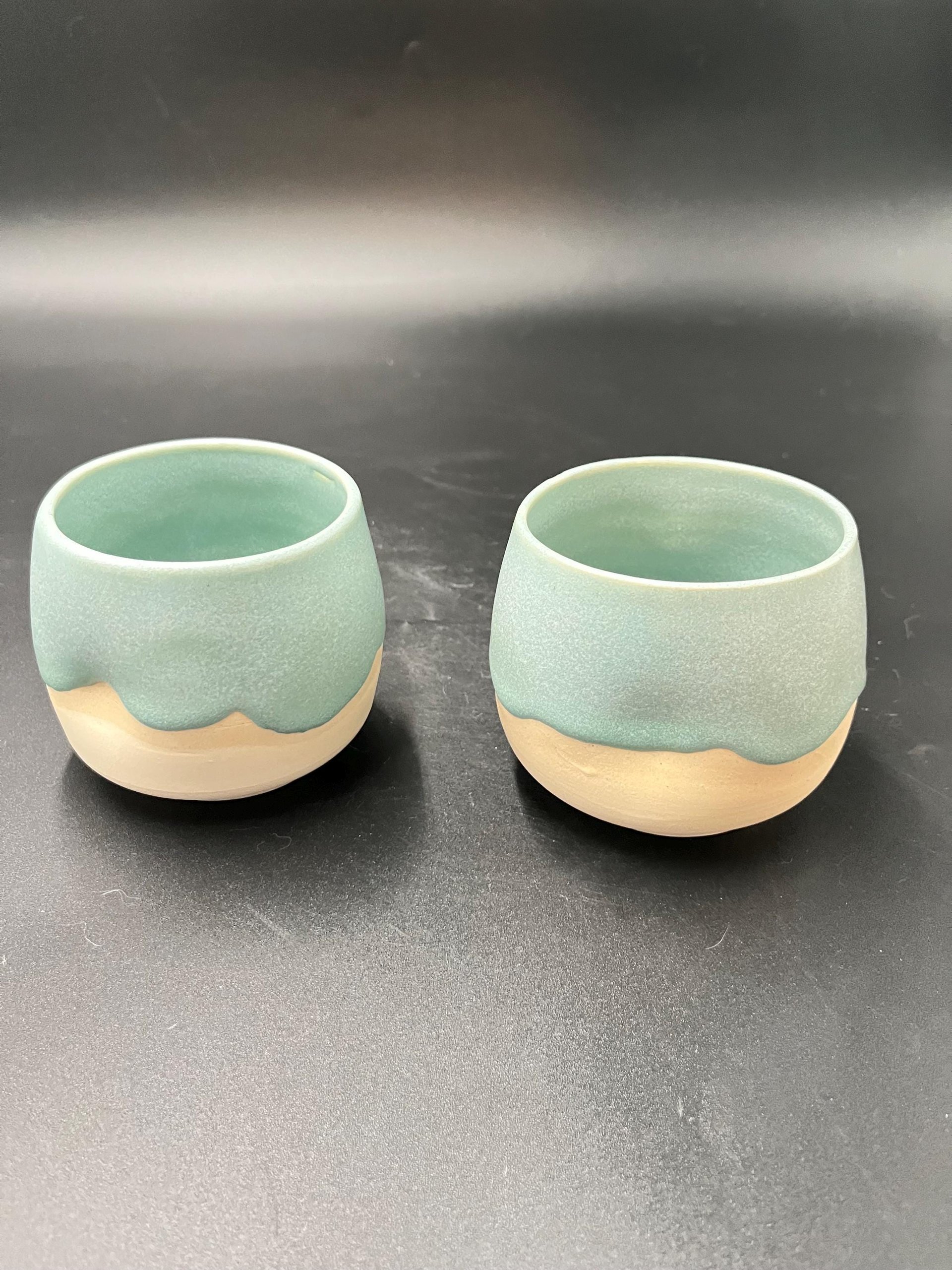 Hand-made Ice Blue Ceramic Tumbler Set