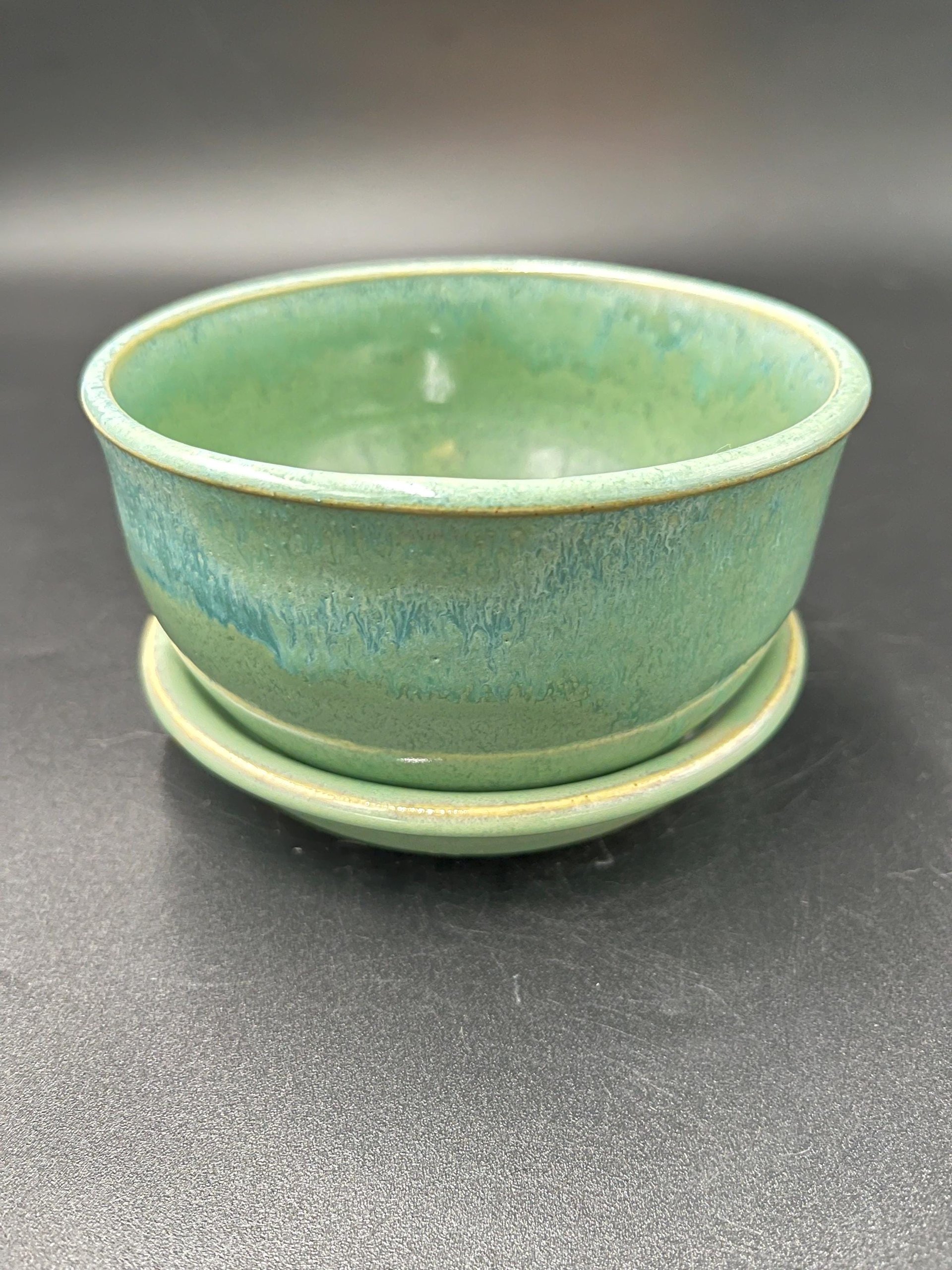 Handmade Agave Green Ceramic Bowl Set