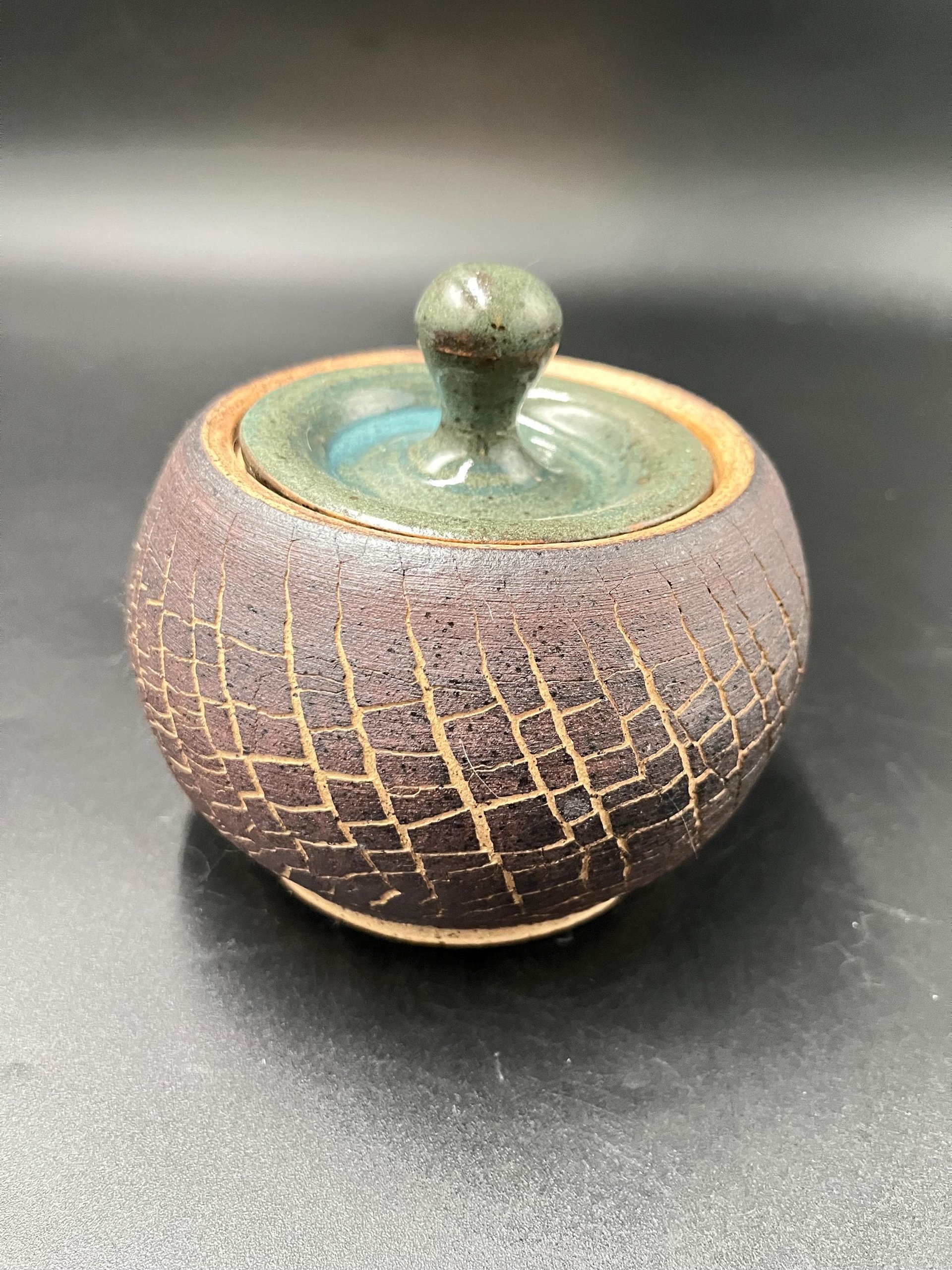 Hand-made Ceramic Crackle Lidded Jar