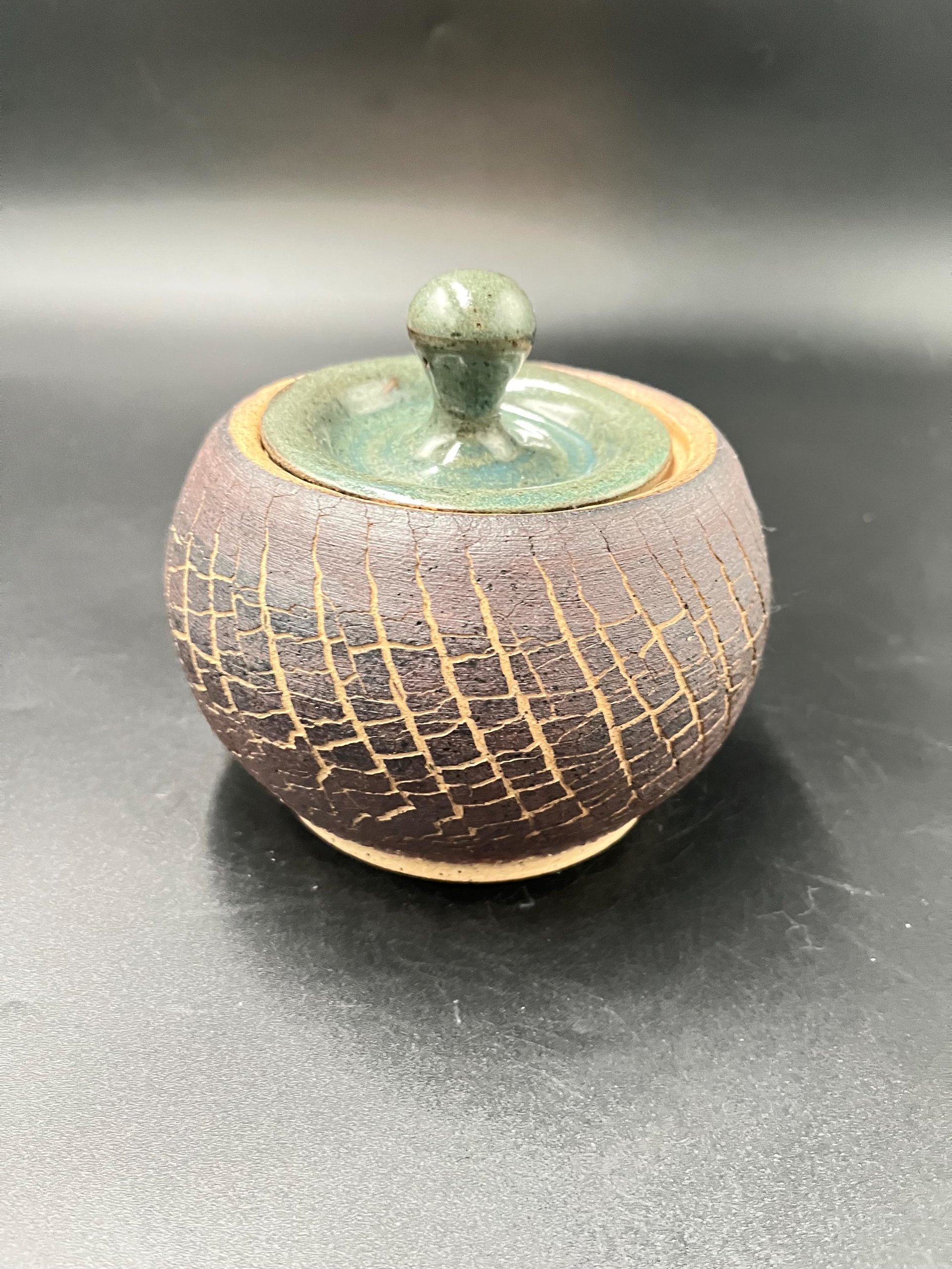 Hand-made Ceramic Crackle Lidded Jar