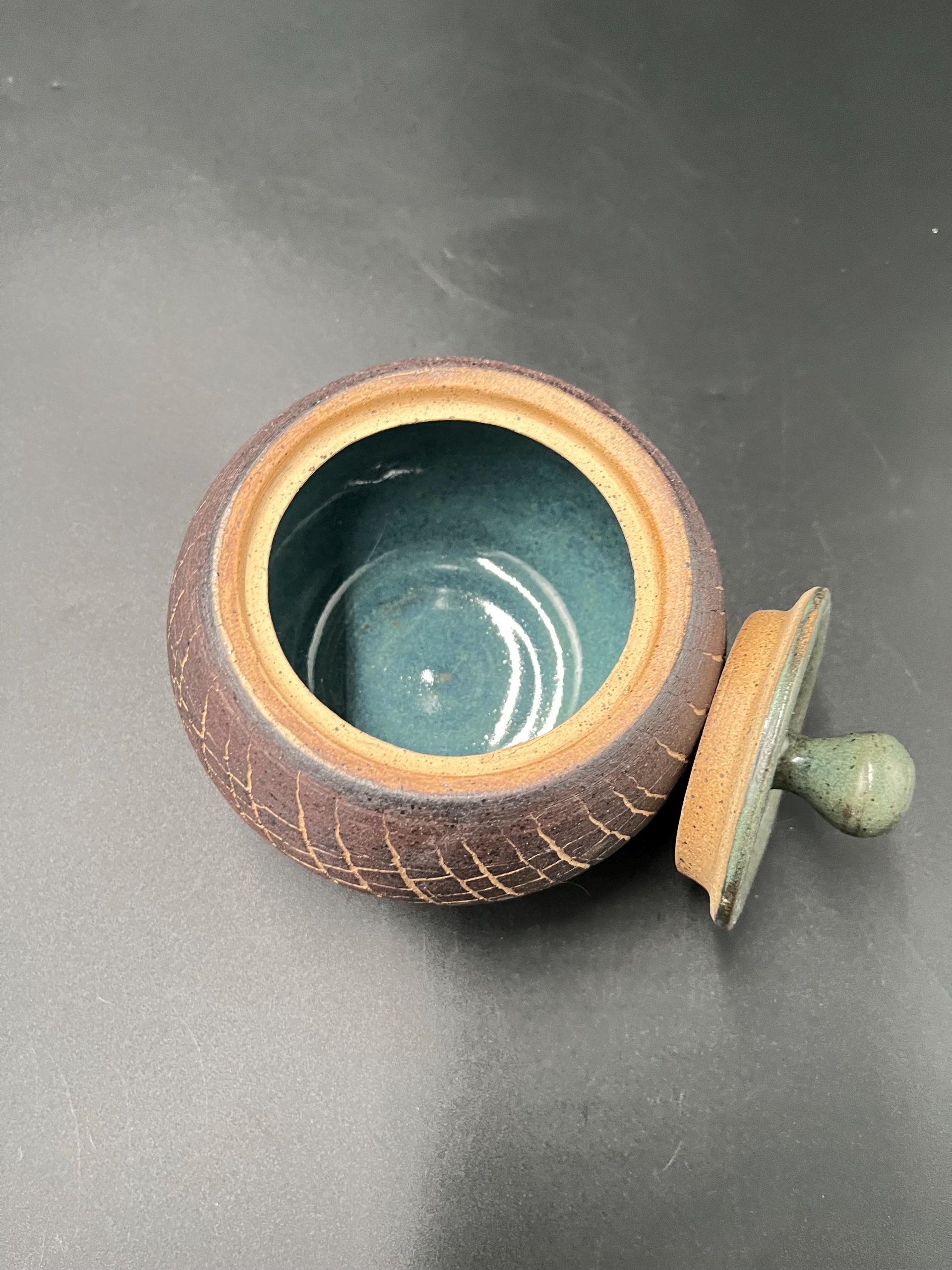 Hand-made Ceramic Crackle Lidded Jar