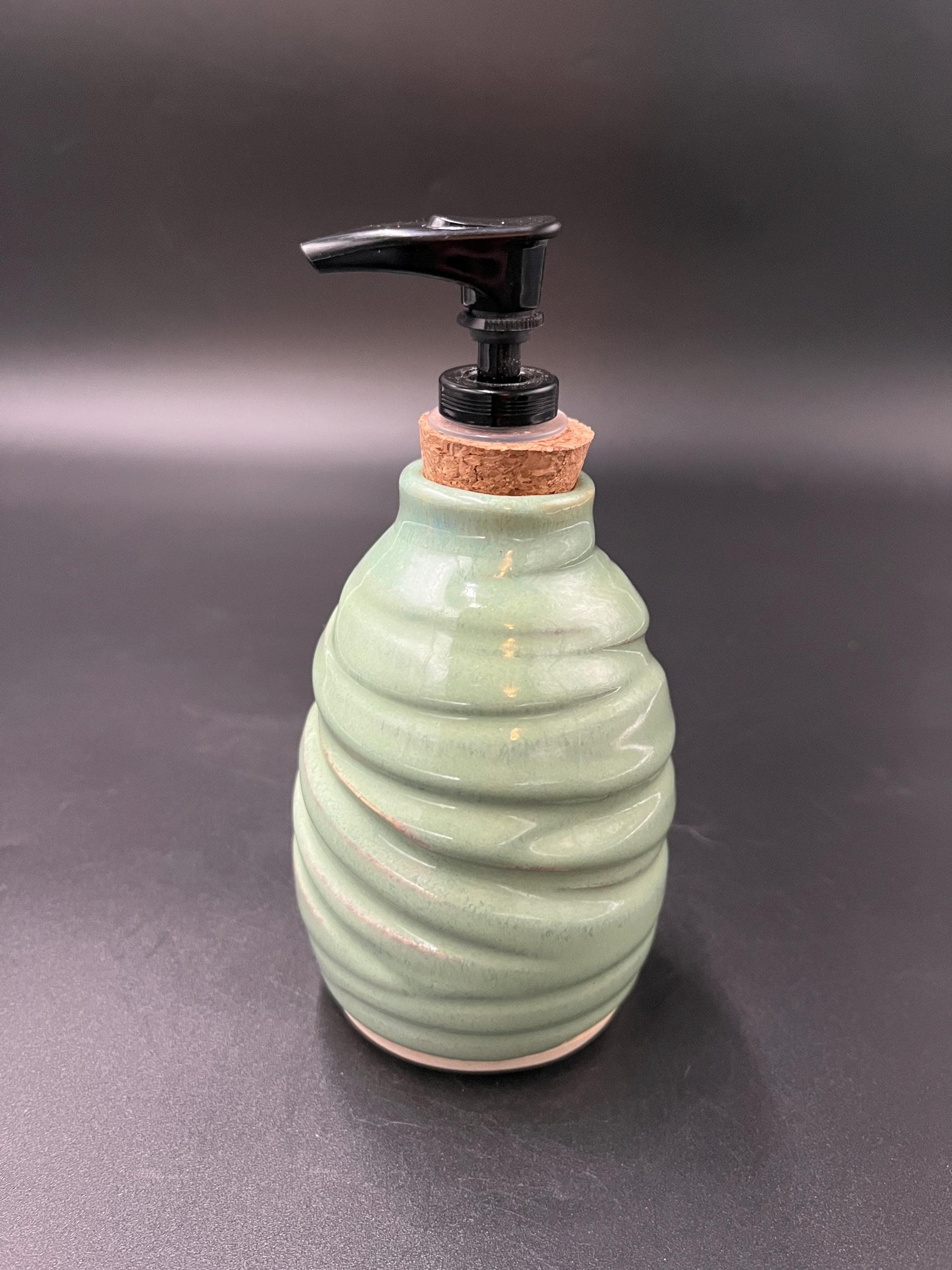 Handmade Ceramic Agave Green Carved Soap Dispenser