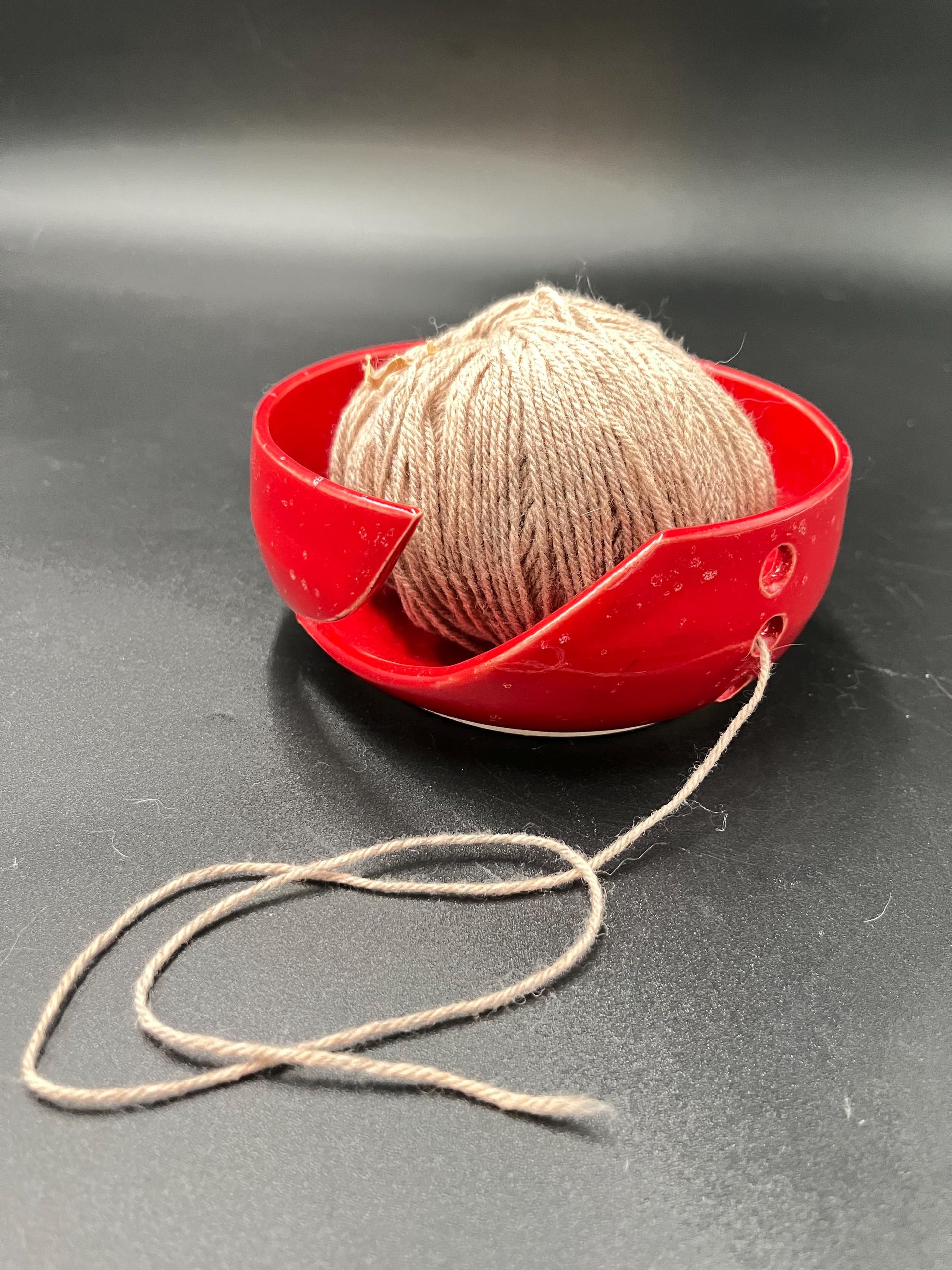 Handmade Red Speckle Glazed Ceramic Yarn Bowl