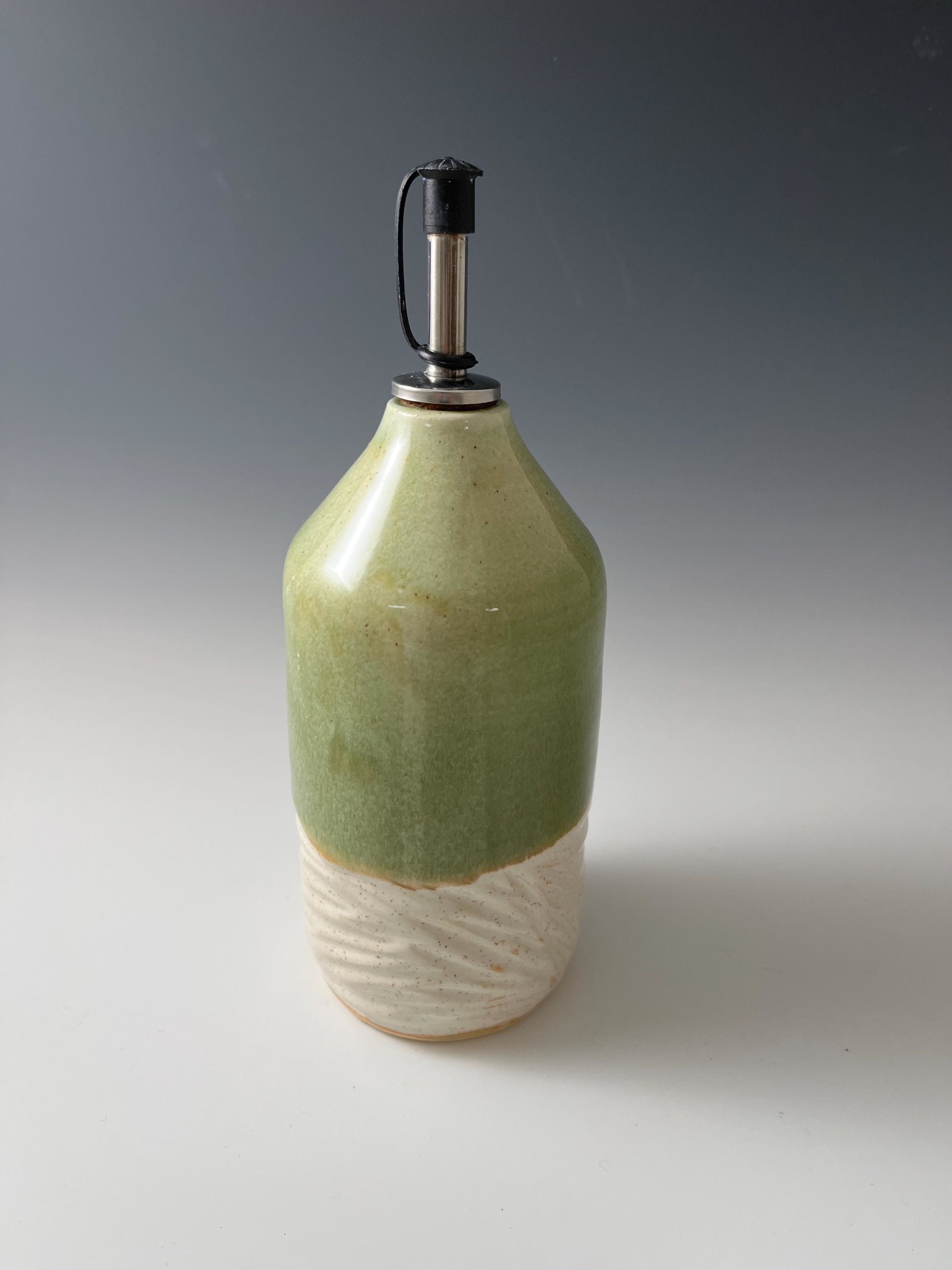 Handmade Ceramic Oil or Vinegar Dispenser - spearmint green