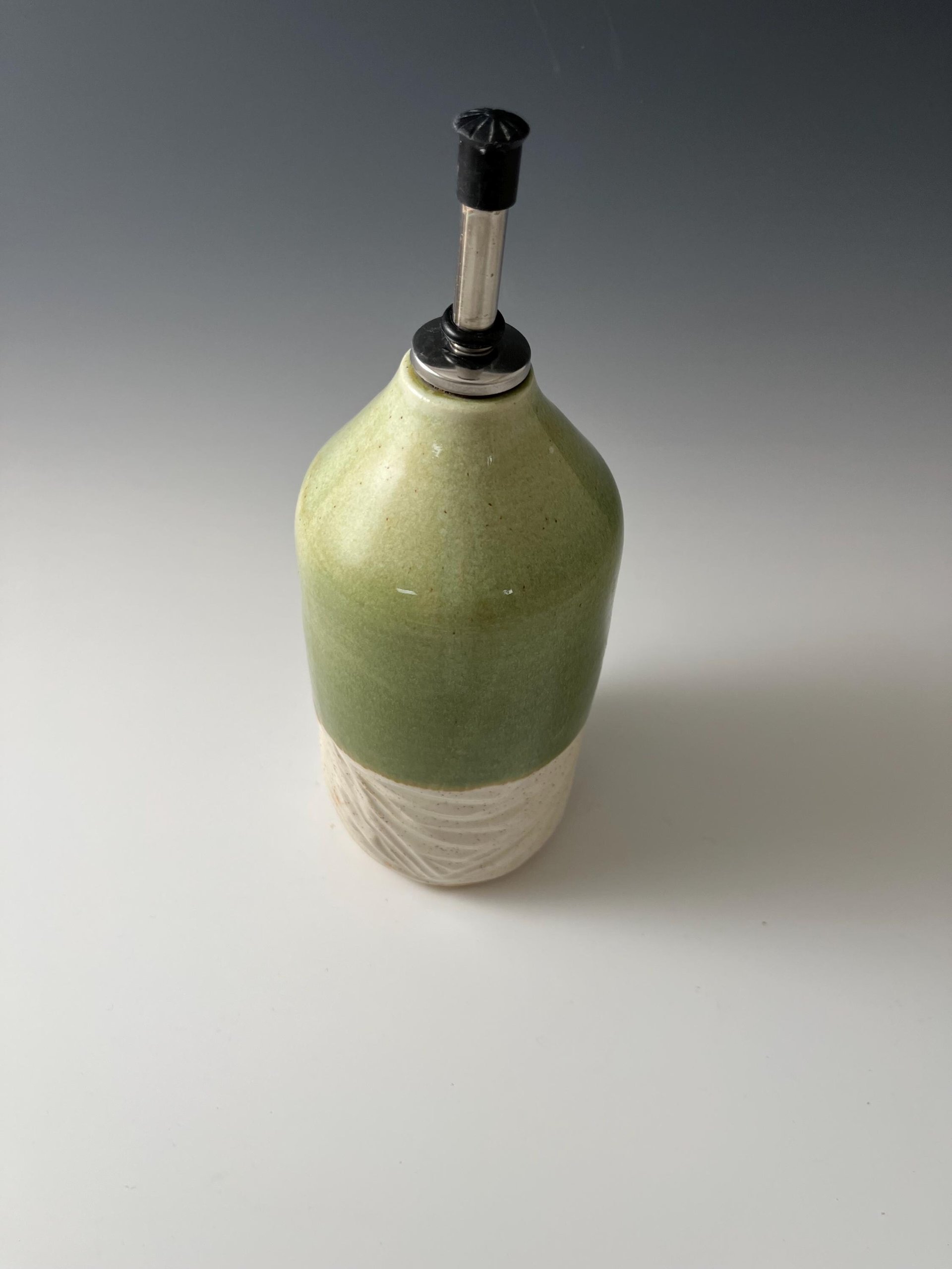 Handmade Ceramic Oil or Vinegar Dispenser - spearmint green