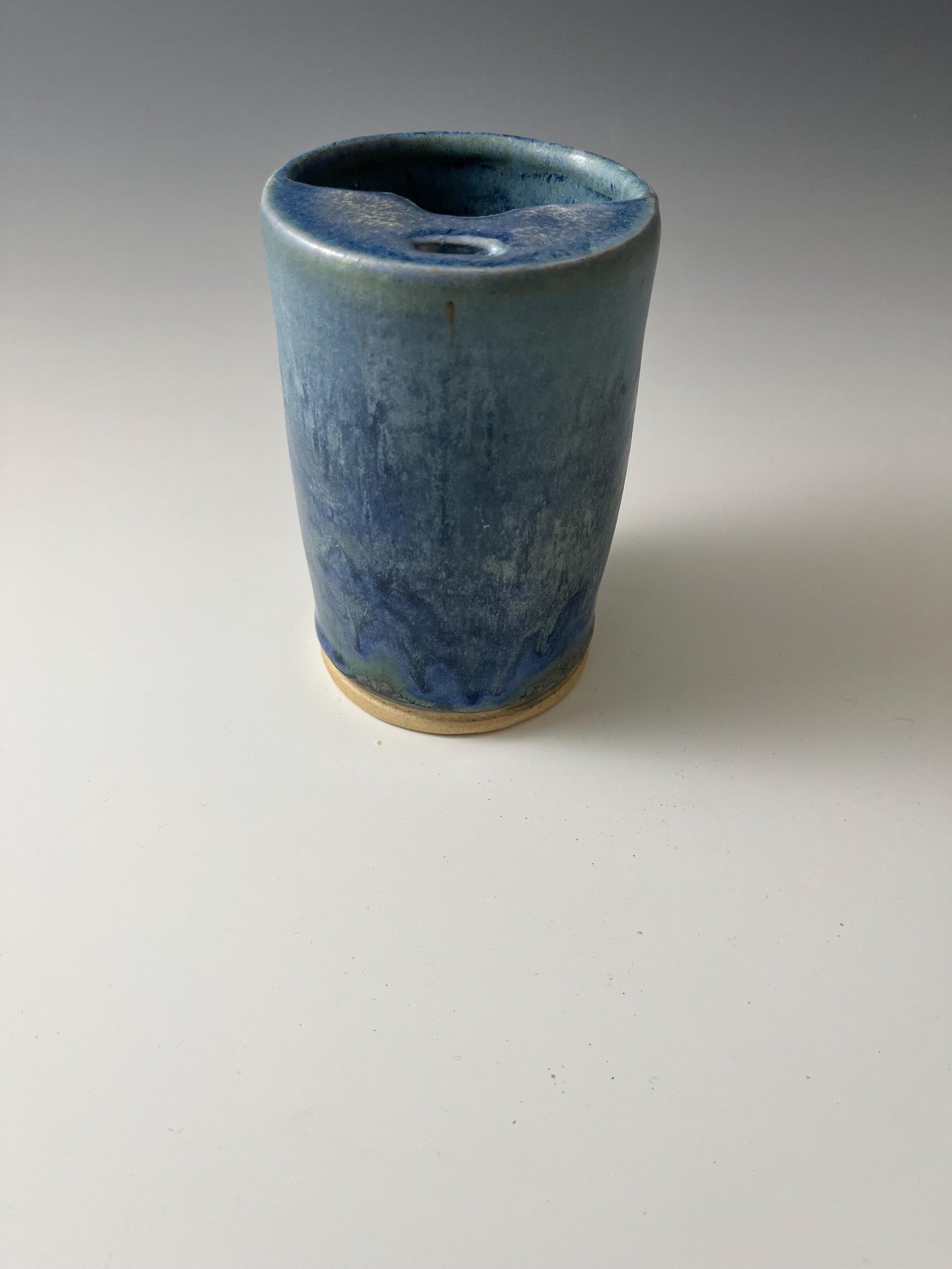 Handmade Ceramic Blue Green Matte Travel Mug