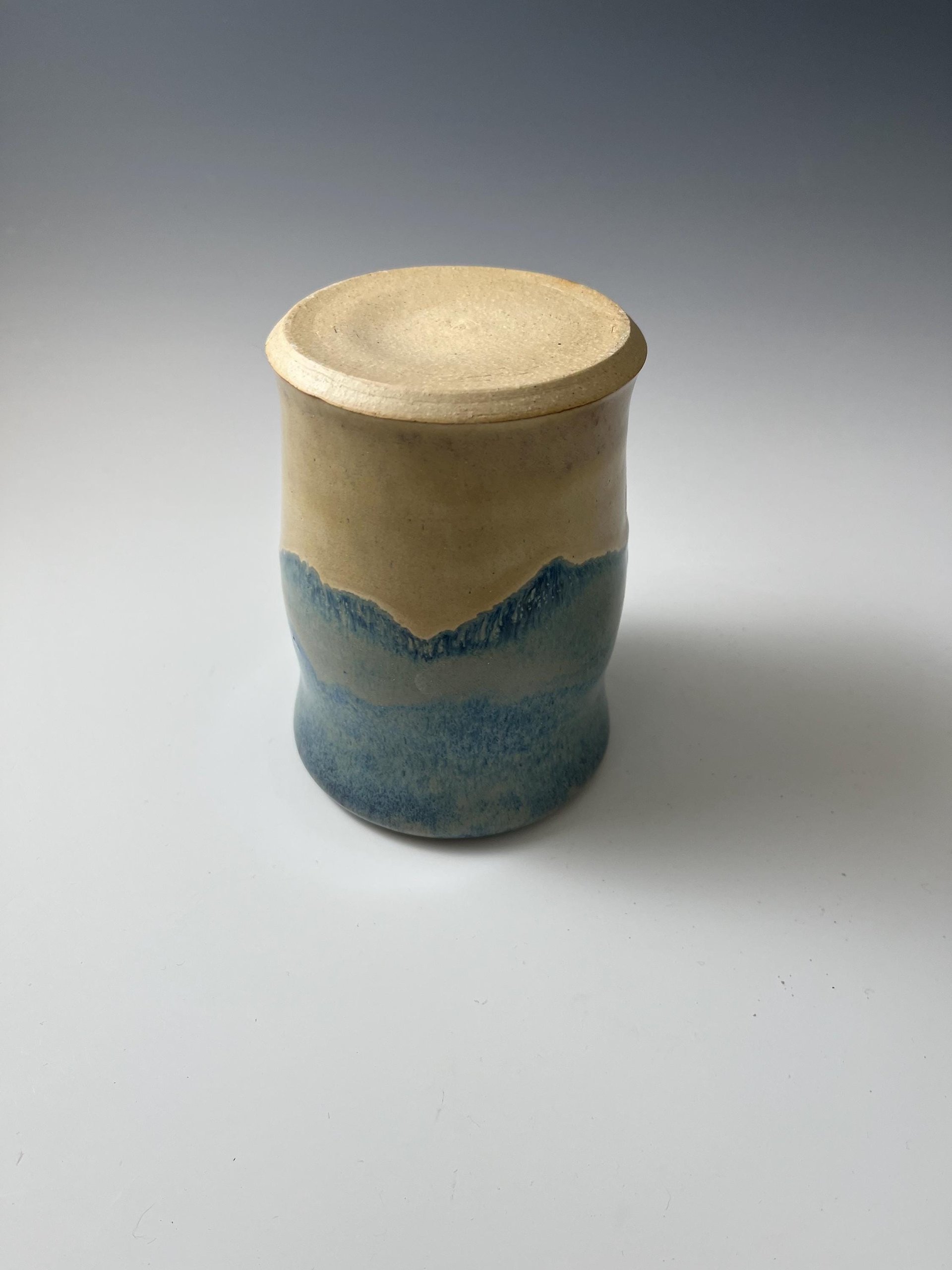 Handmade Ceramic Blue and Cream Travel Mug